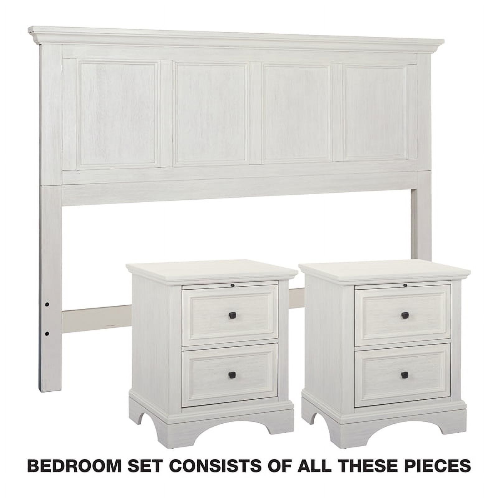 Farmhouse Basics Bed Queen 3pc. Bedroom Set in Rustic White Engineered Wood