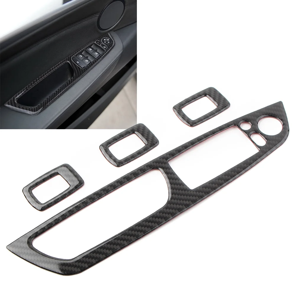 ZS Auto bon Fiber Auto Door Window Button Frame Cover Trim For BMW X5 E70 X6 E71 2008 2009 2010 2011 2012 2013 LHD Only
