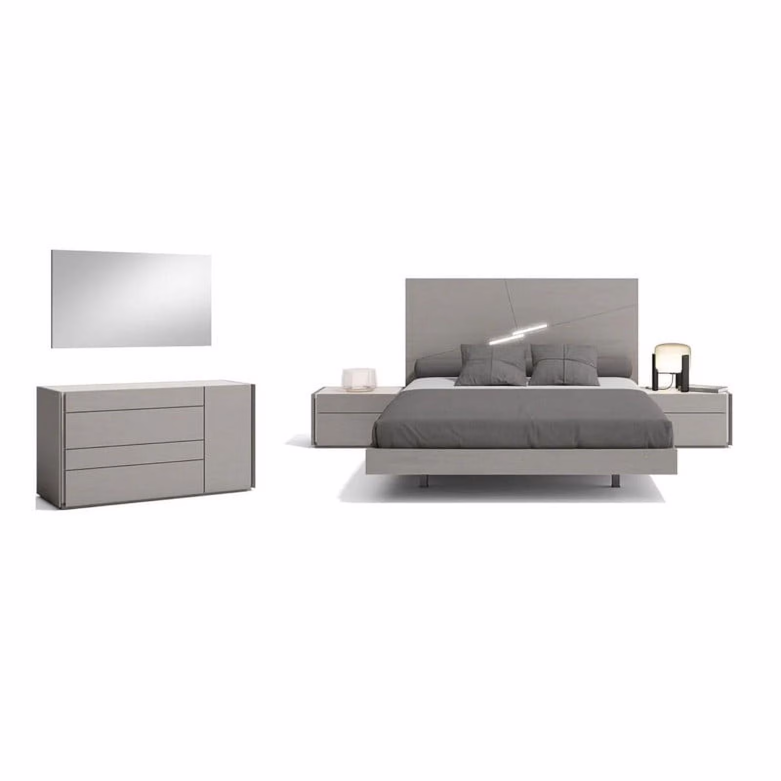 Faro Premium 5-Piece Bedroom Set, Gray, King
