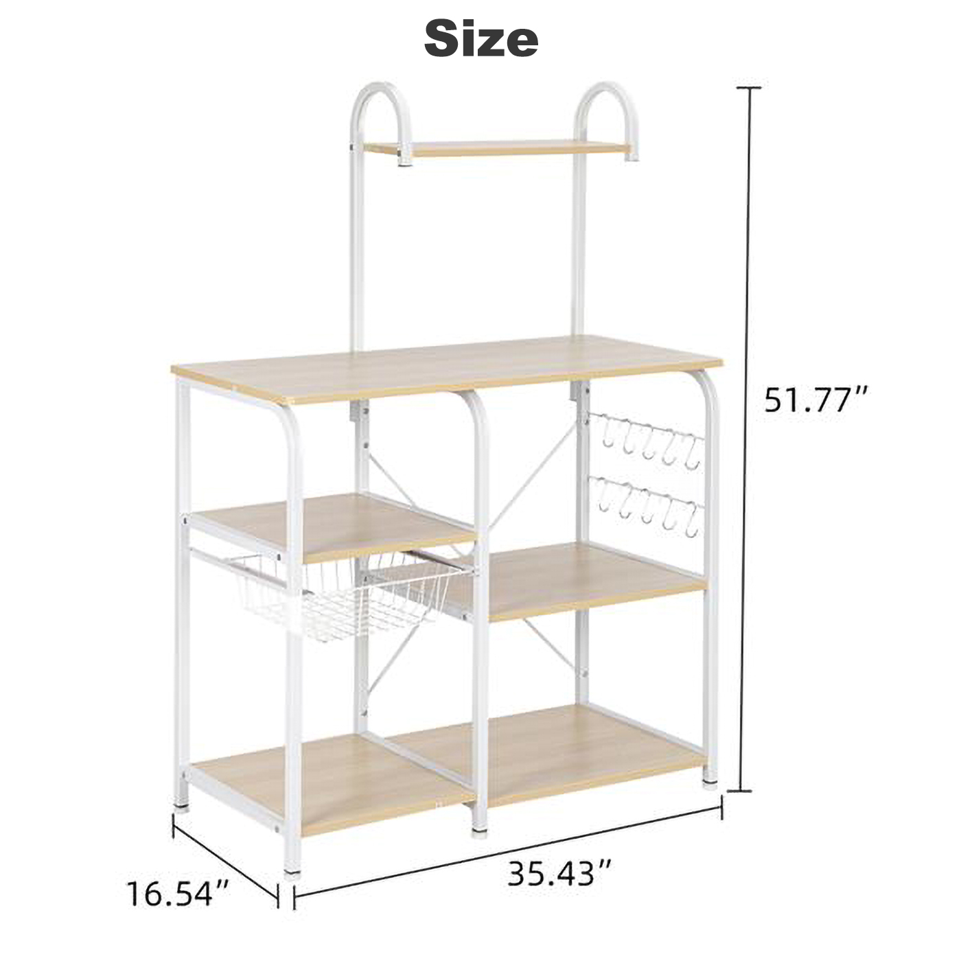RUseeN Light Beige Kitchen Baker's Rack Utility Storage Shelf 35.5