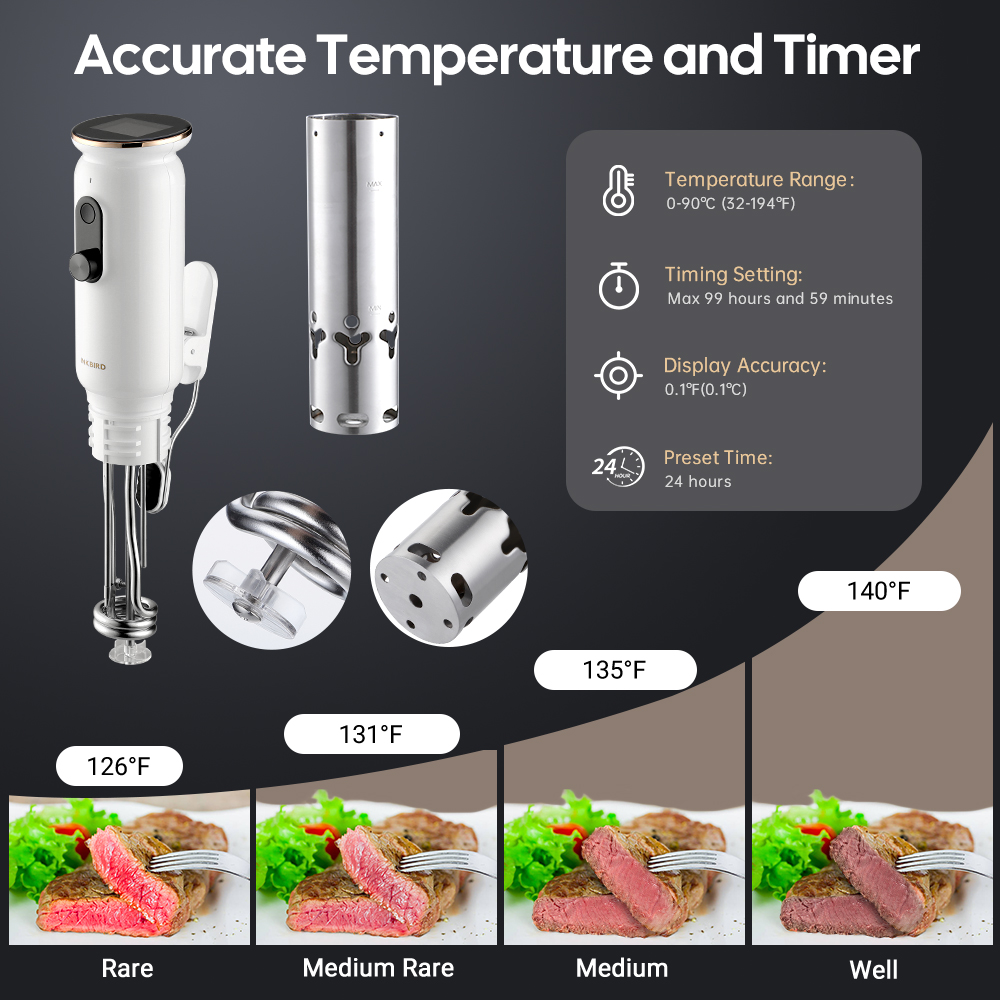 WiFi Sous Vide Machine ISV-101W Slow Cookers Immersion Precision ,1000 Watts 3D Water Circulation Heating,Smart Cooking alarm,Accurate Temperature,Ultra-Quiet