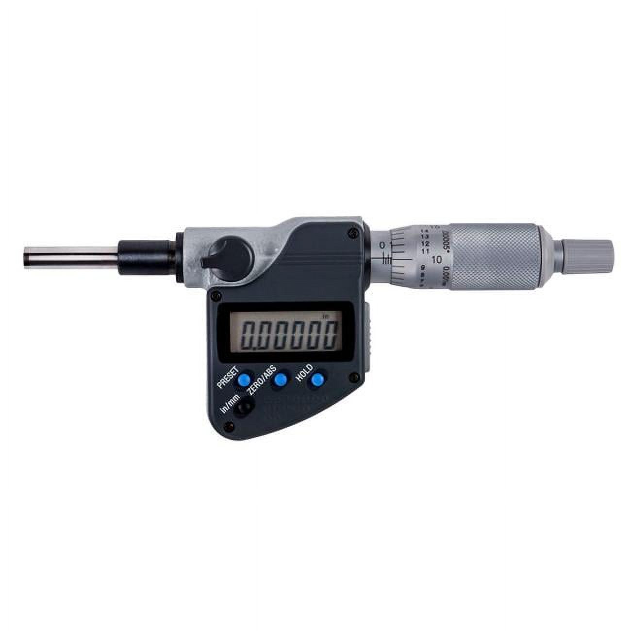 Mitutoyo  Digimatic Micrometer Head-Plain Stem with Flat Carbide Spindle - Silver - 0-1in./25.4mm