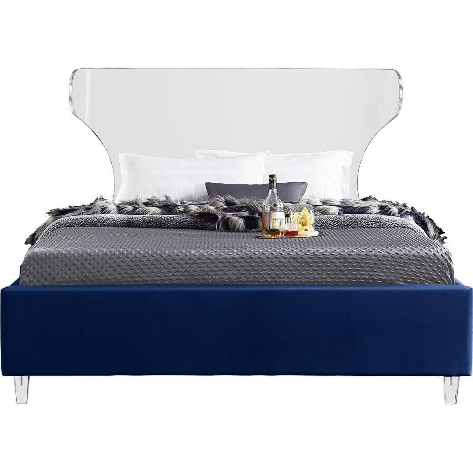 Meridian Furniture Ghost Navy Velvet King Bed