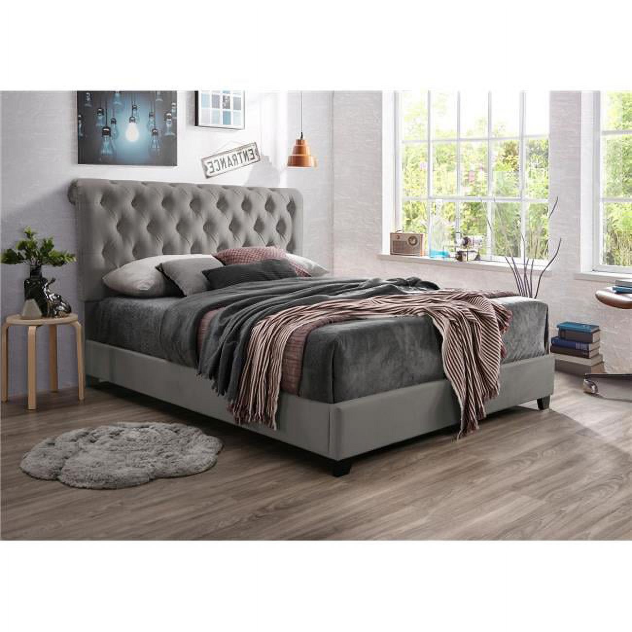 84 x 80 x 56 in. Kimberly Scalloped King Size Bed, Brown