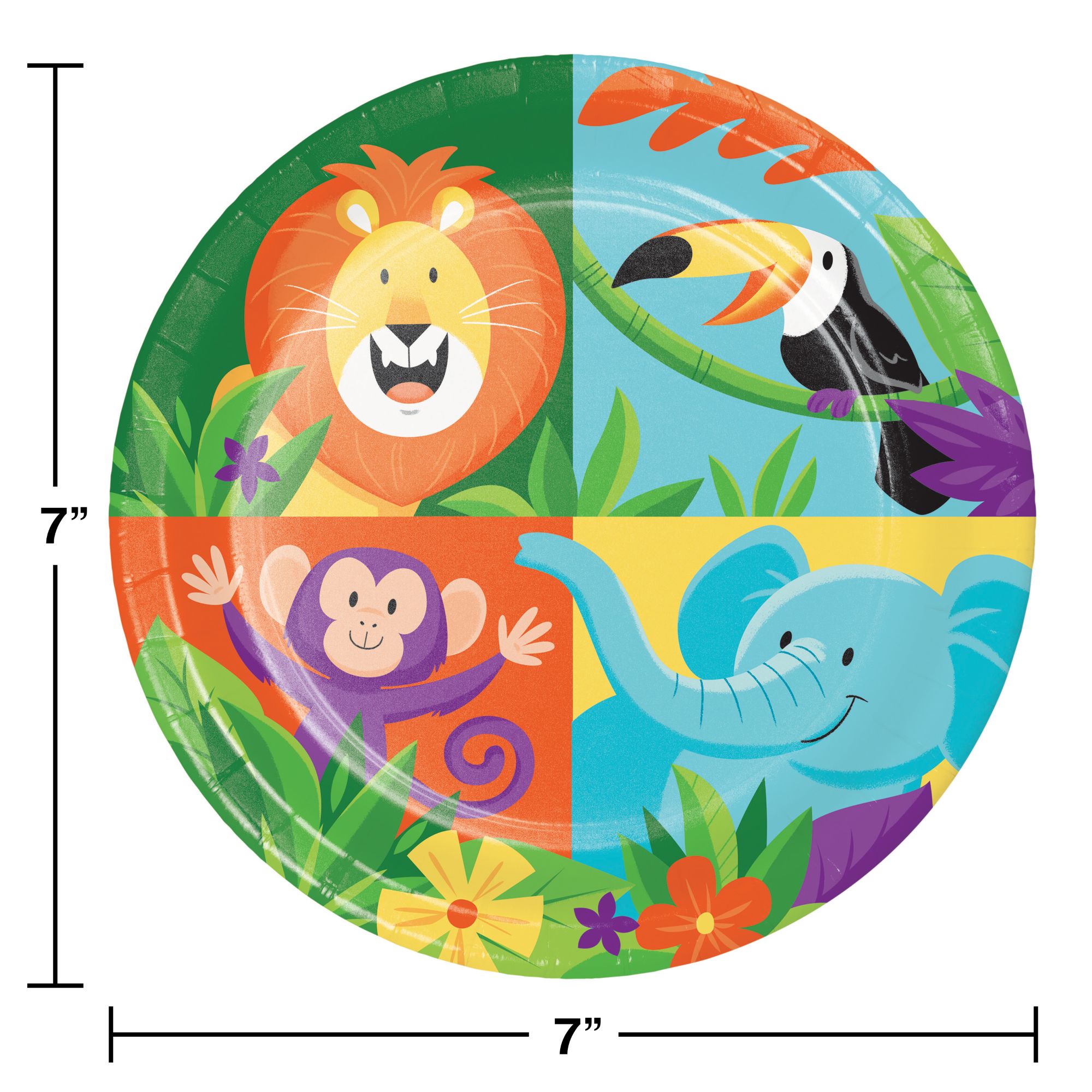 Party Central Club Pack of 96 Blue and Orange Jungle Safari Dessert Round Plates 6.8
