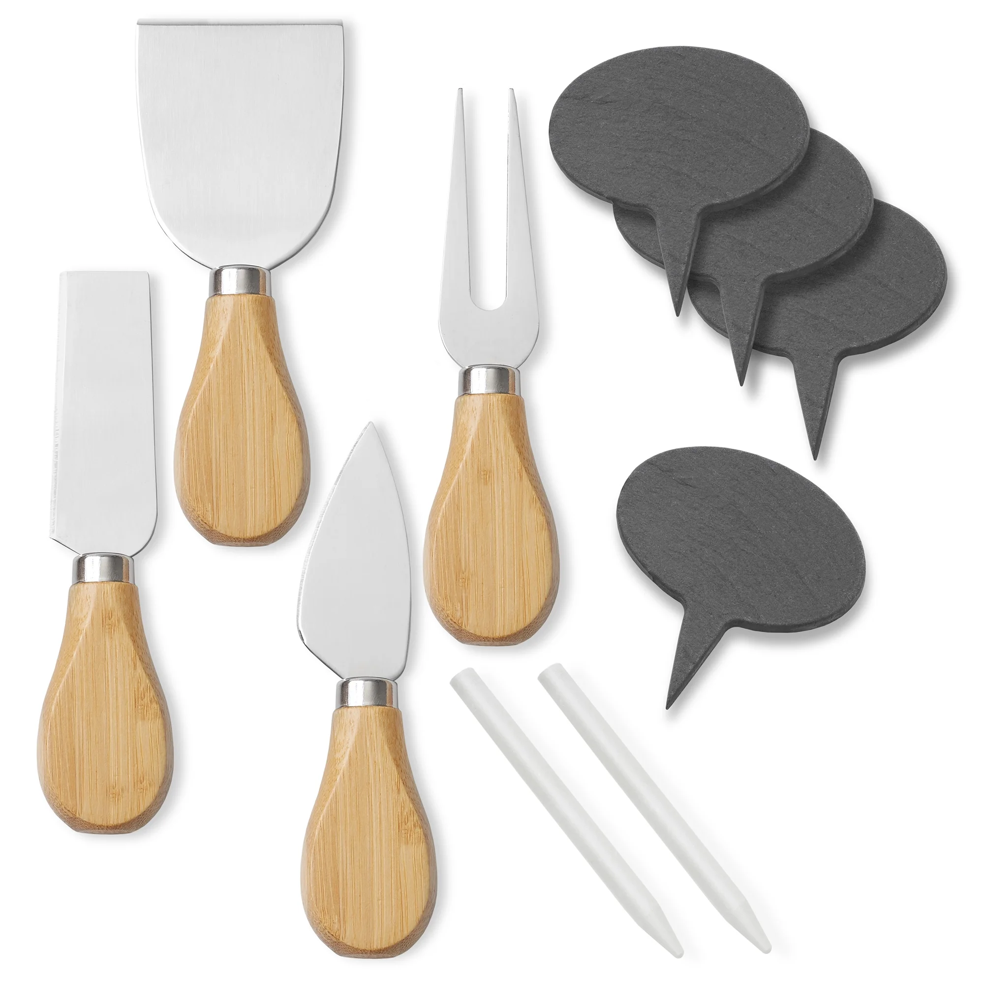 Casafield Bamboo Charcuterie Cheese Board with Slate Cheese Plate and Stainless Steel Knives