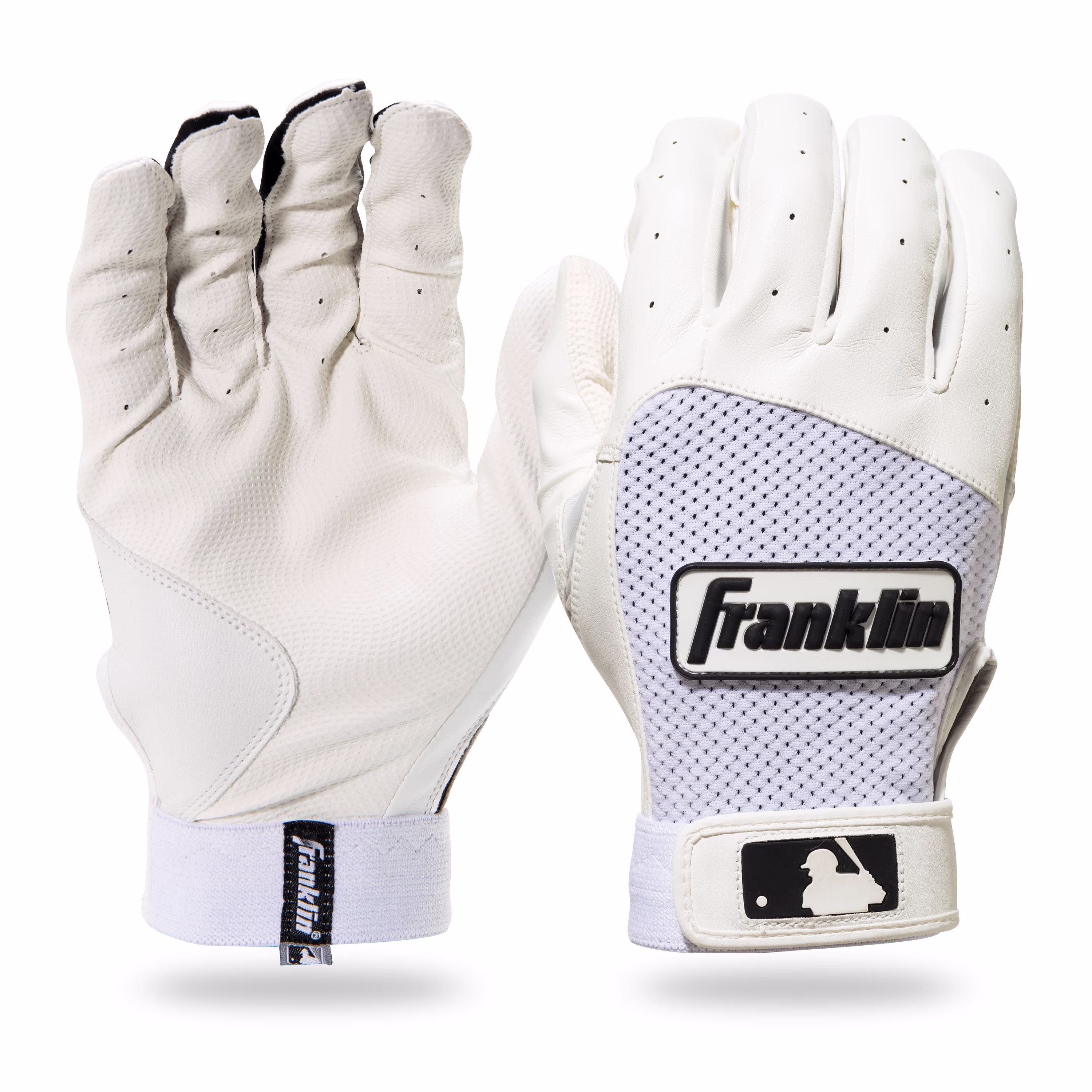 Franklin Sports Digitek Batting Glove Pair - White/White - Youth Large