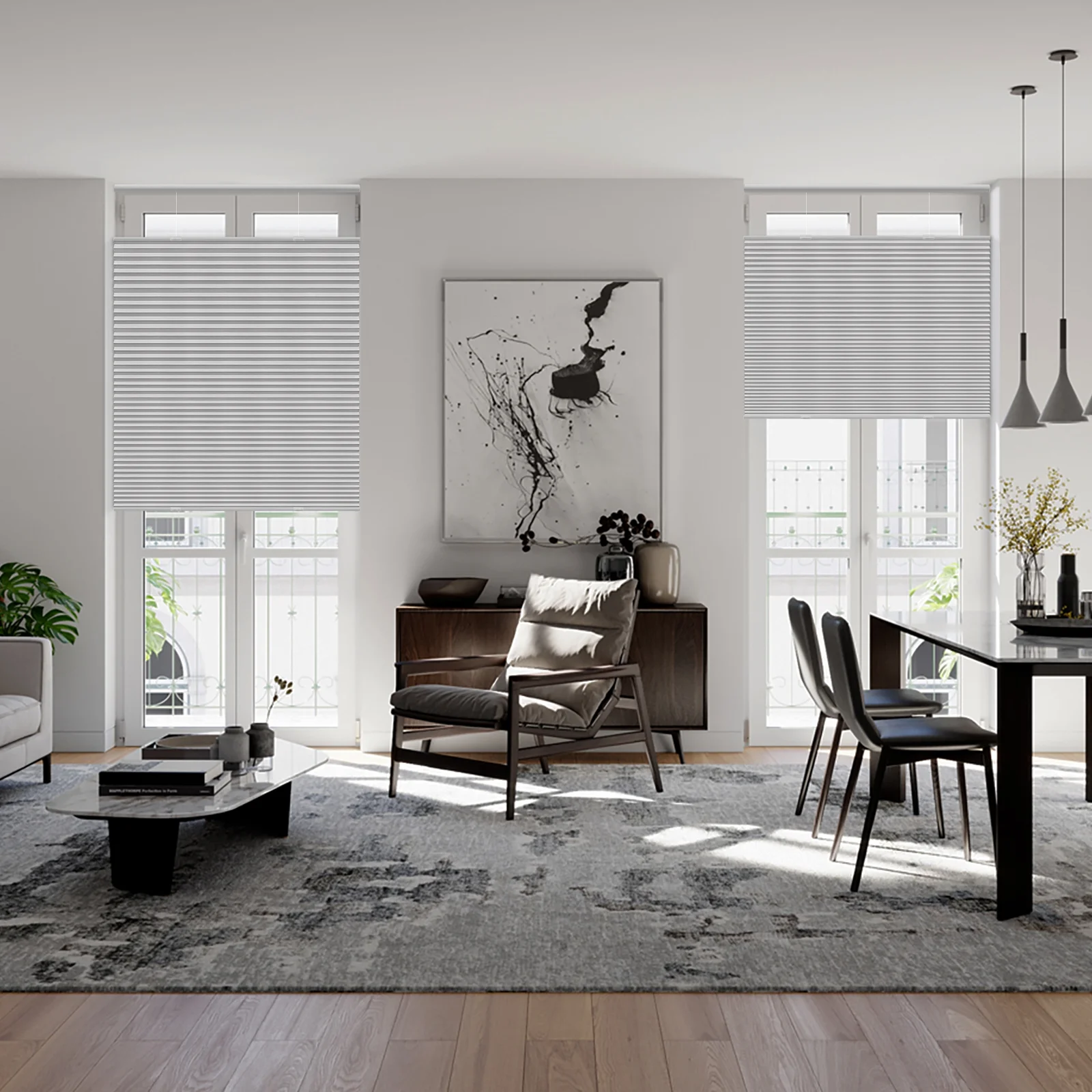 Keego New Energy Saving Heat Insulating Celluar Shades Honeycomb Window Blinds Light Blocking Blackout Gray Color 37.0