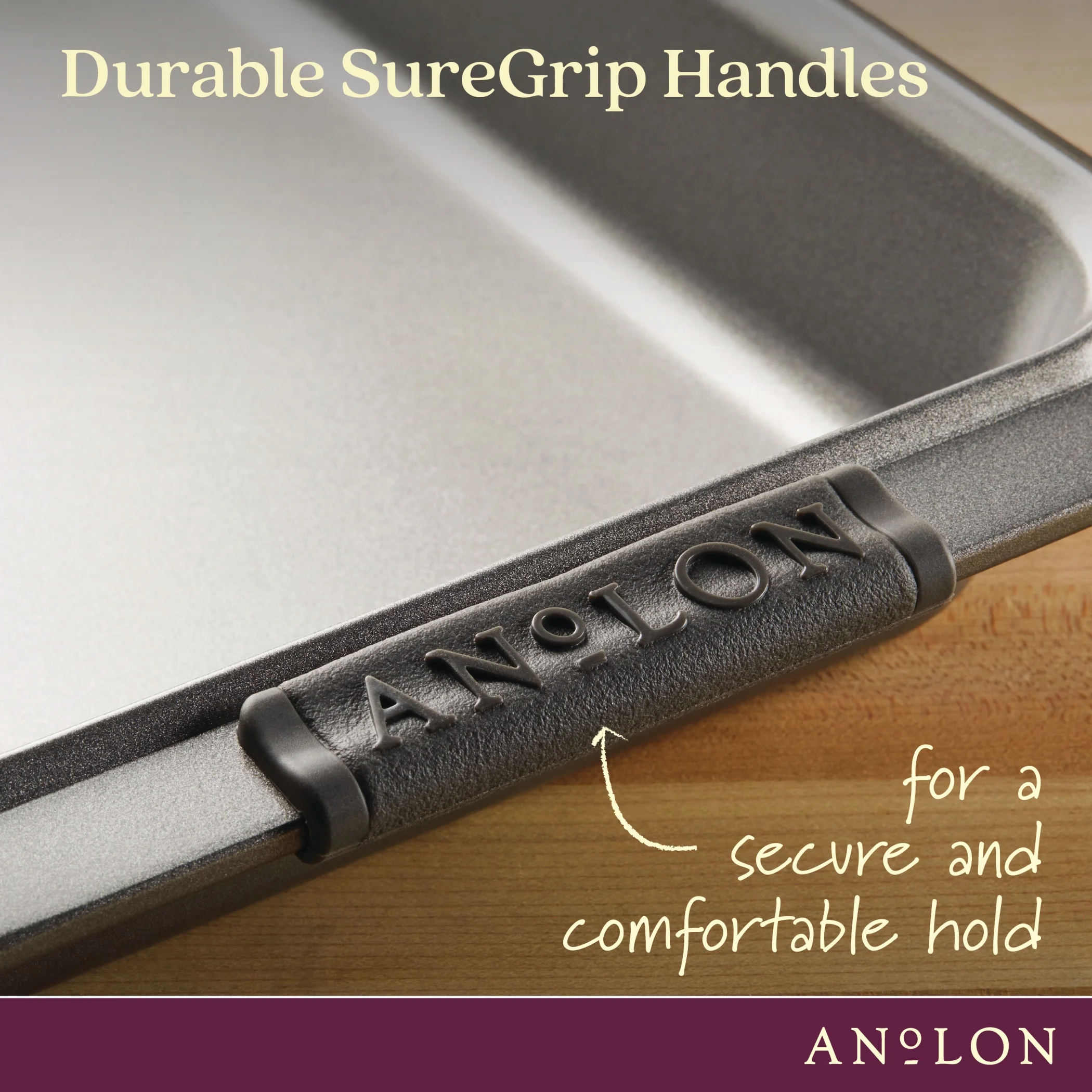 Anolon Advanced Bakeware Nonstick Cake Pan with Lid, 9-Inch x 13-Inch, Gray with Silicone Grips
