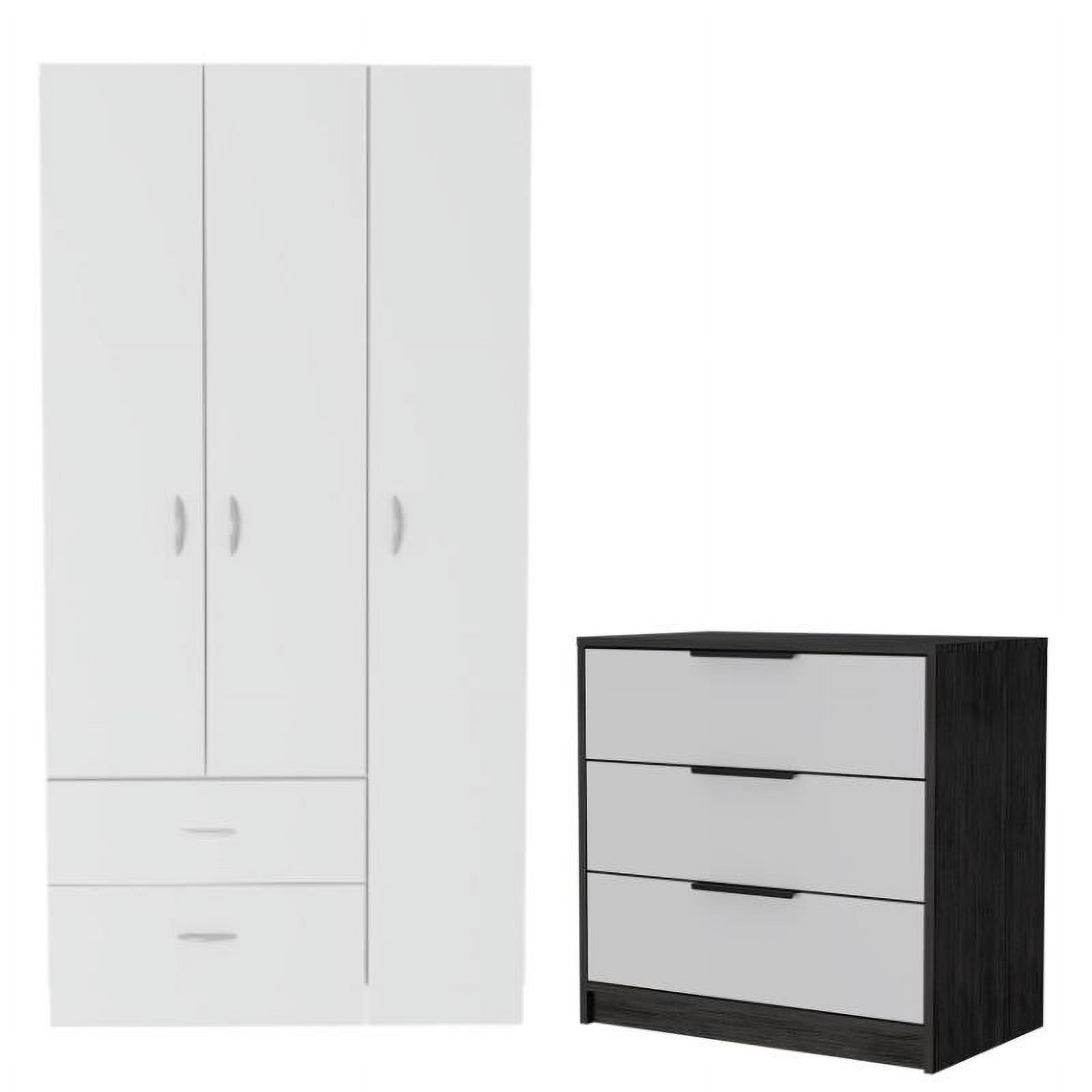 Home Square 2-Piece Set with 3 Door Armoire & 3 Drawer Dresser