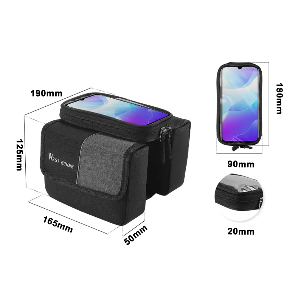 Apexeon Dual-Sides 2L Bag Bike Frame Fronttube Bag Touchscreen Mobilephone Bag - Protect Your Phone While Cycling