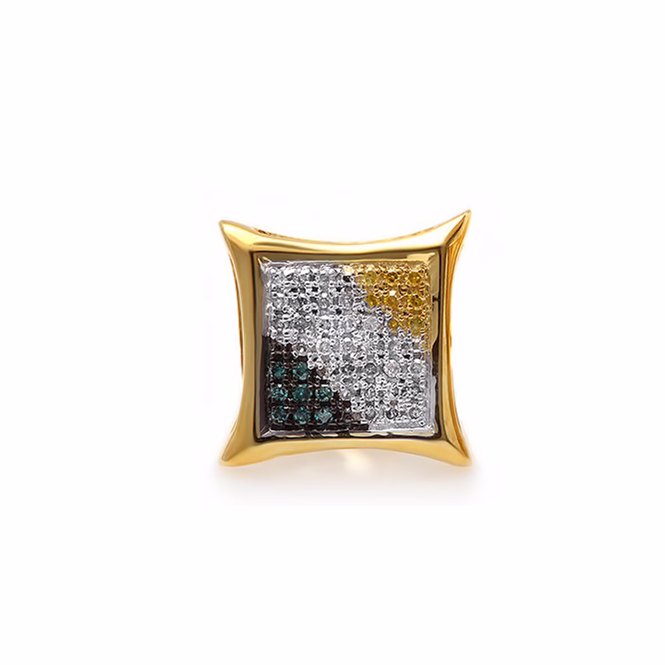 Dazzlingrock Collection 0.20 CT Round Blue, Yellow, White Diamond Unisex Earring, 10K Yellow Gold