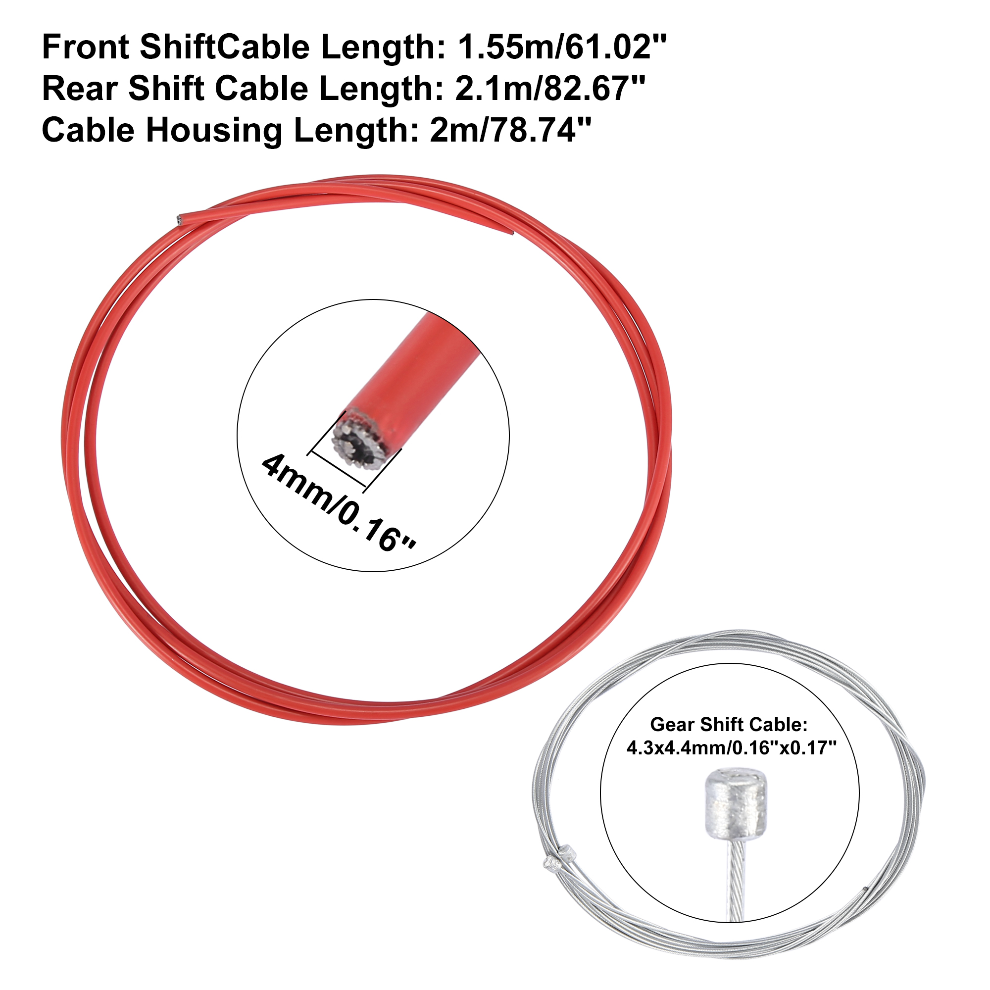 Bike Shifter Derailleur Cable Housing Kit and Bicycle Inner Brake Cable Housing Kit Red Universal Replacement