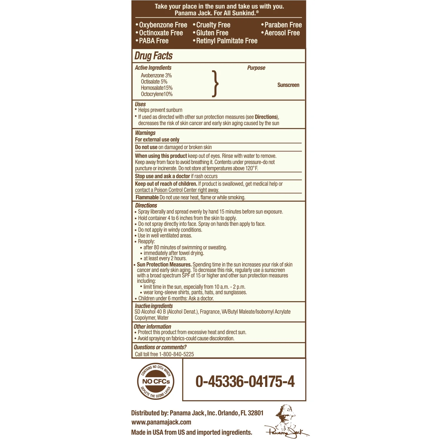 Panama Jack Continuous Spray Sunscreen - SPF 75, Broad Spectrum UVA/UVB Protection, PABA, Paraben, Gluten & Cruelty Free, Water Resistant (80 Minutes), 5.5 OZ (5.50 Fl Oz (Pack of 6))