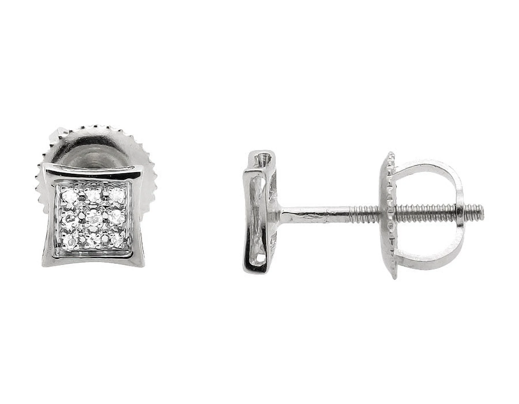 10K White Gold 5MM Square Kite Diamond Stud Earrings .05Ct