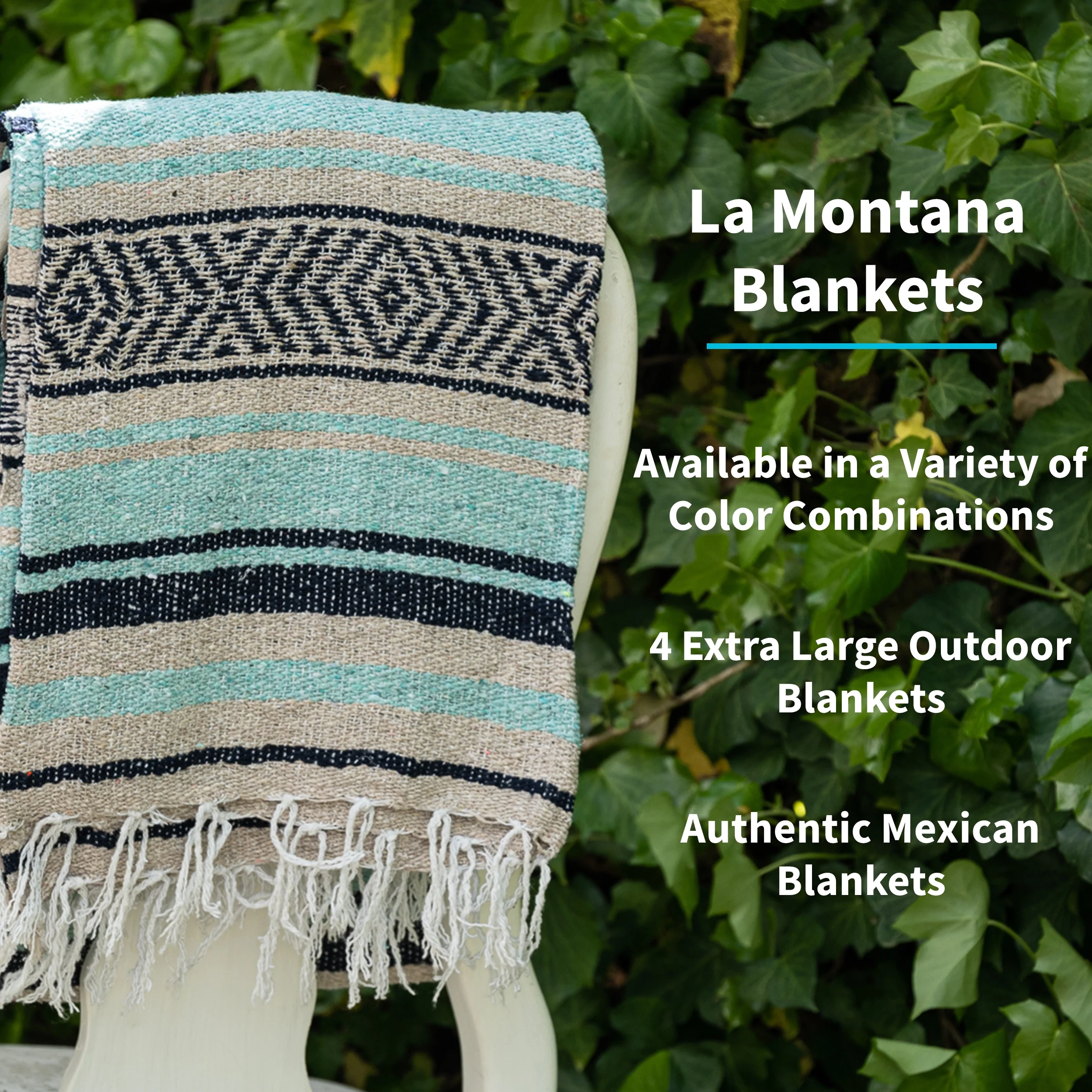 La Montana 4 Pack Mexican Blankets, 74