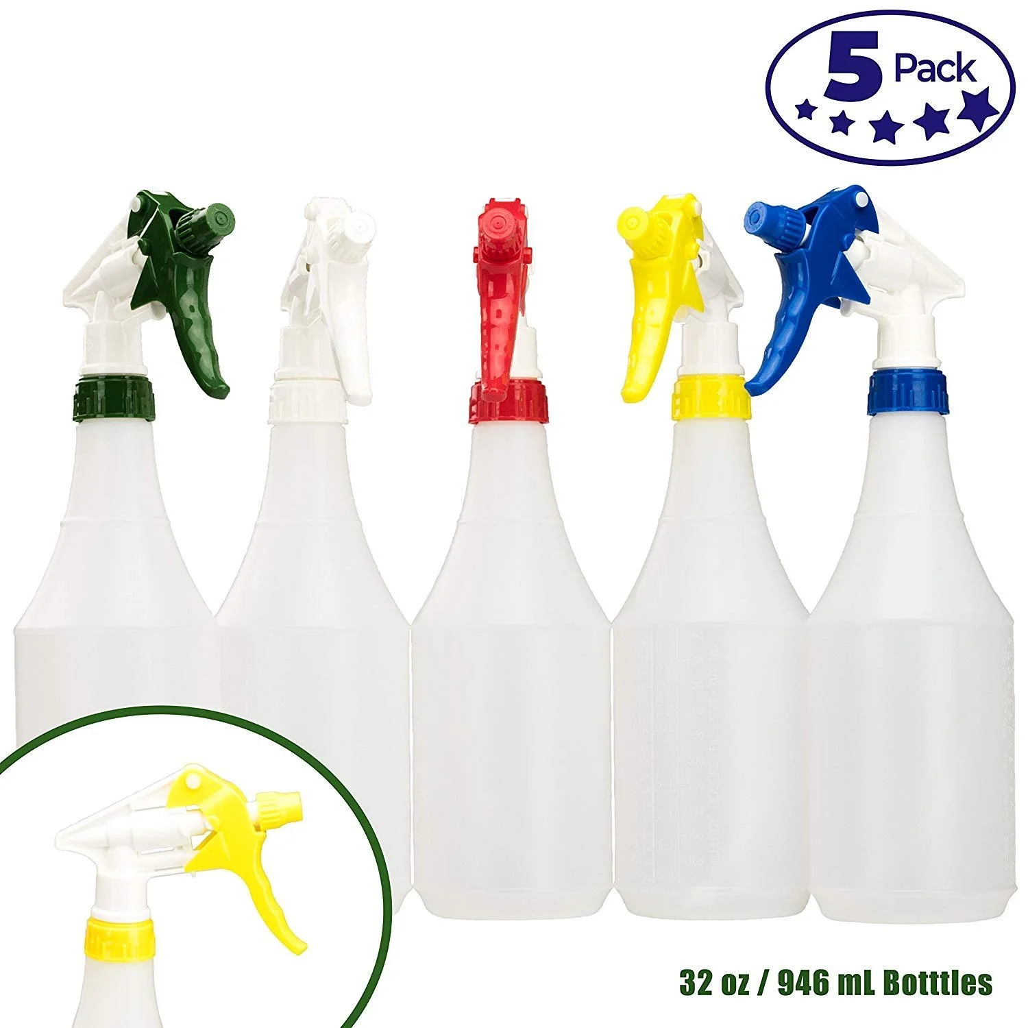 Mop Mob 32 oz Multicolor Plastic Industrial Sprayer with Spray Head, 5 Pack