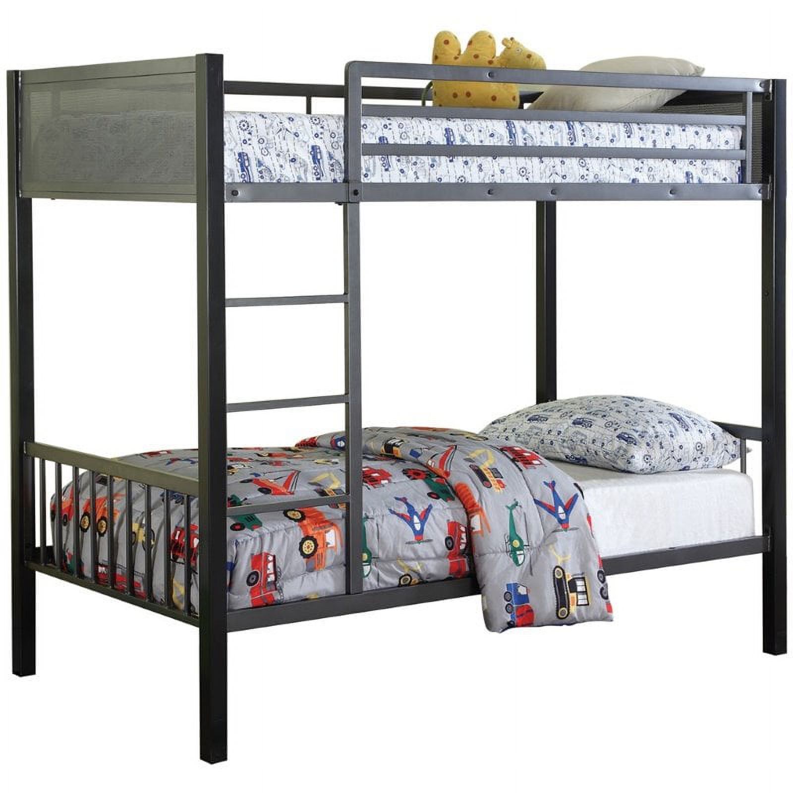 Rosebery Kids Traditional Metal Twin Over Twin Bunk Bed in Black and Gunmetal