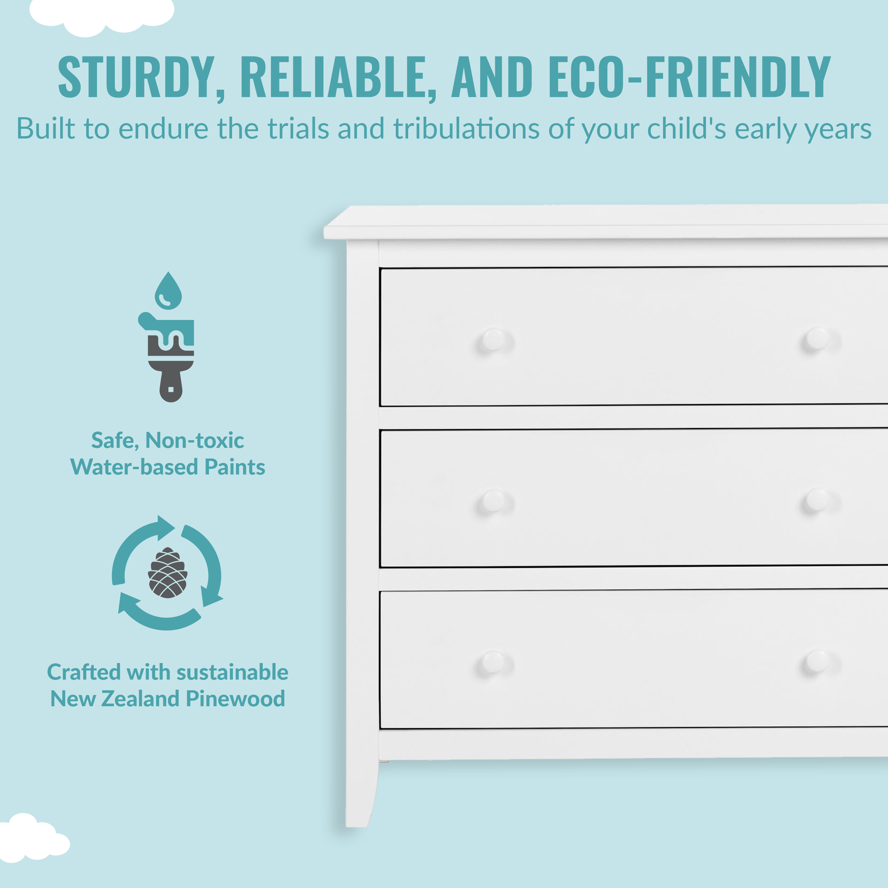 Dream On Me Universal 3 Drawer Chest, White