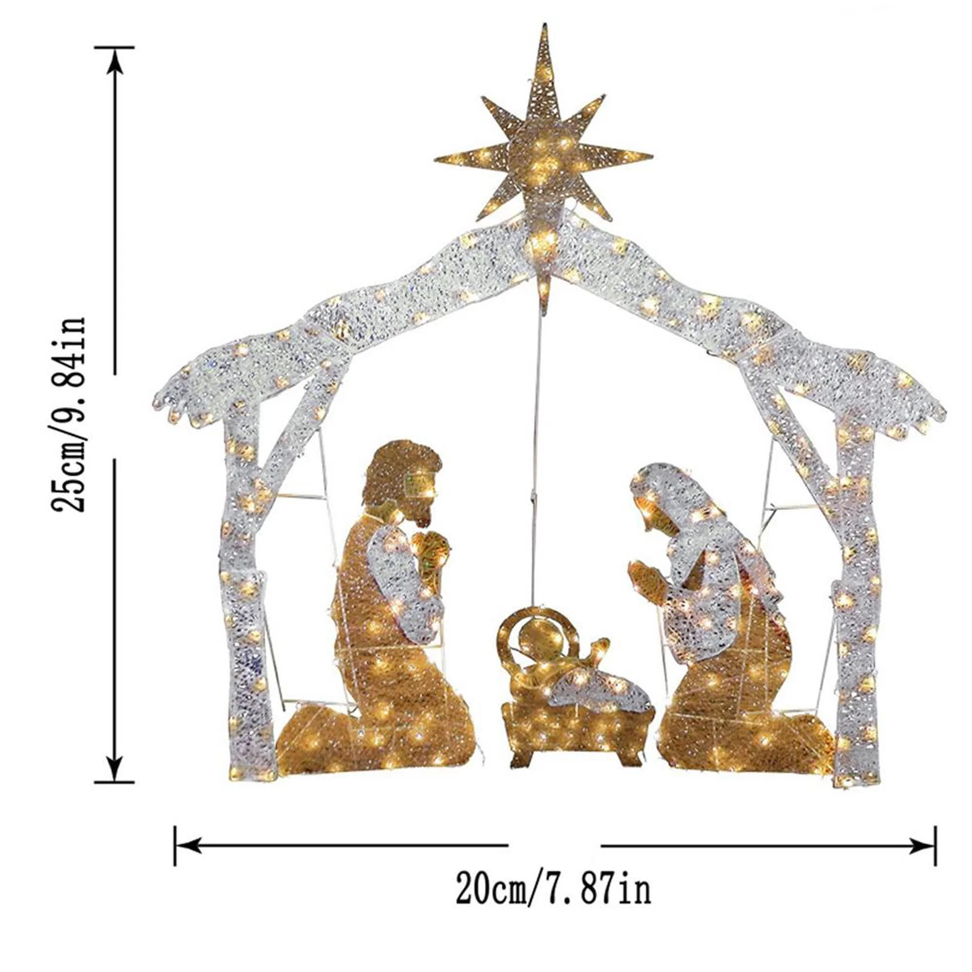 Sunisery Nativity Scene Light Set Crystal Splendor Outdoor Scenes Christmas Decoration LED Xmas Decor