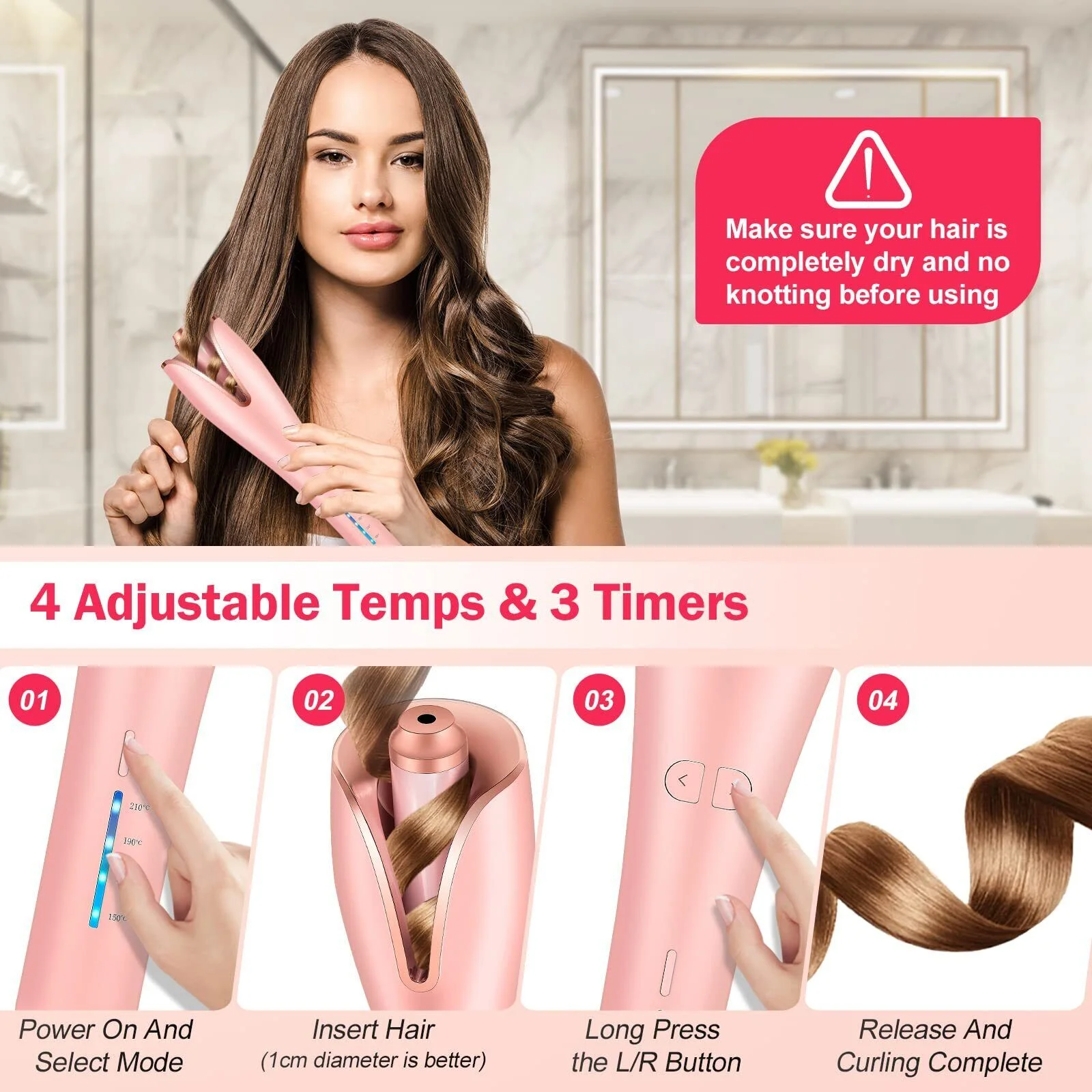 JLLOM Automatic Curling Iron Air Curler Air Spin Ceramic Rotating Air Curler Air Spin