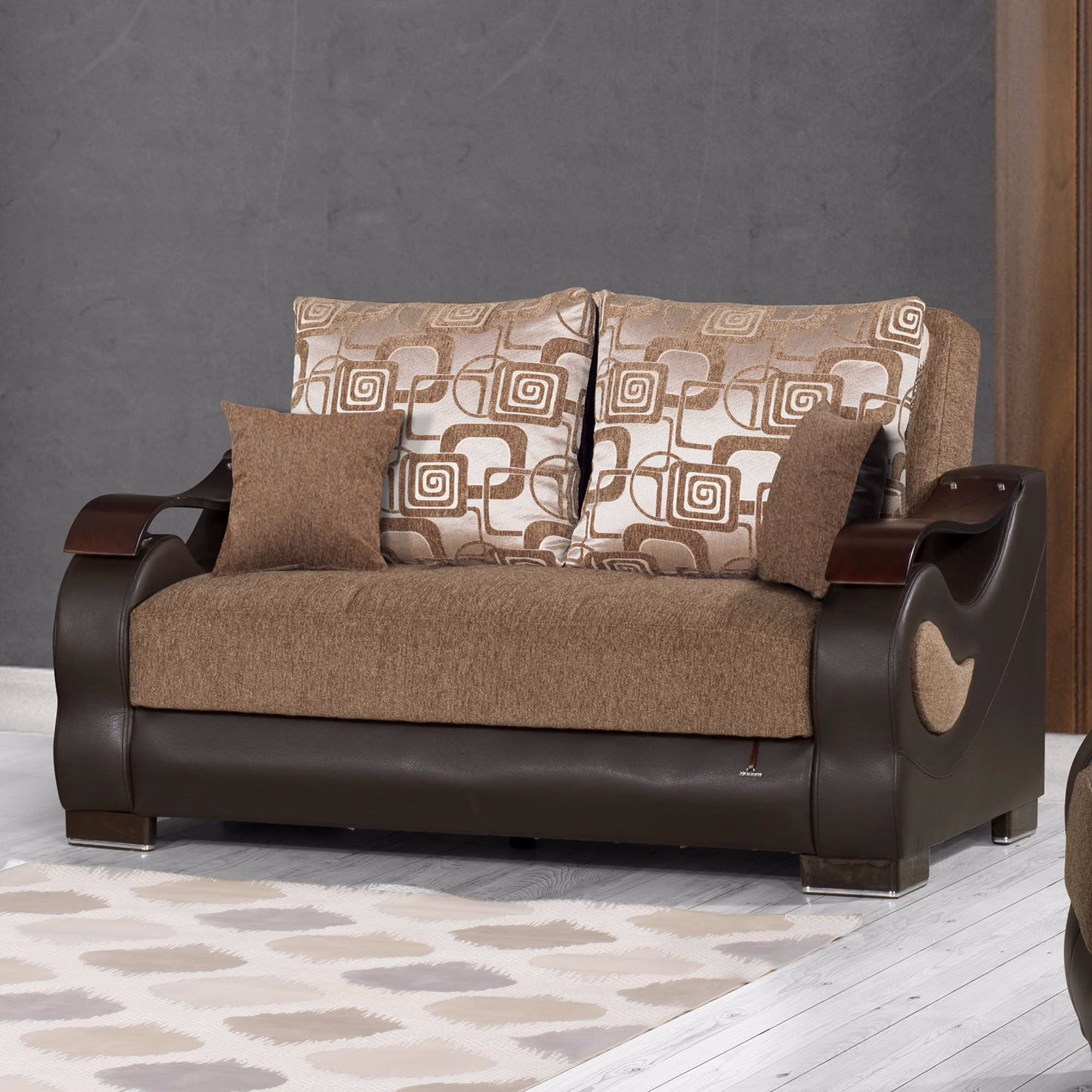 Ottomanson Metropolis Sleeper Loveseat, Brown Chenille