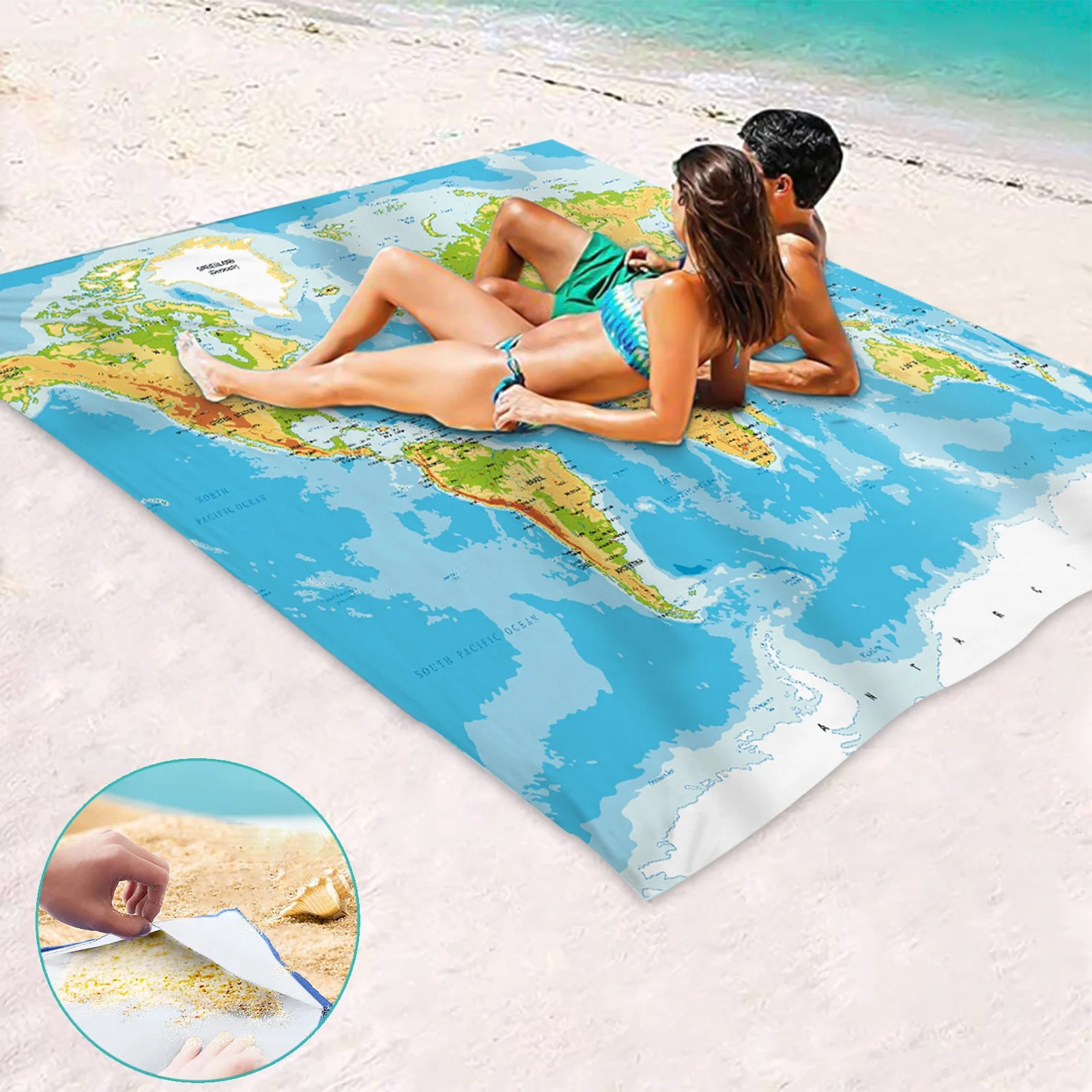 VKEKIEO Beach Blanket Waterproof Sandproof Camping Blankets Beach Blanket Sand Proof Mat,Suitable for camping,beach,outing,84.65