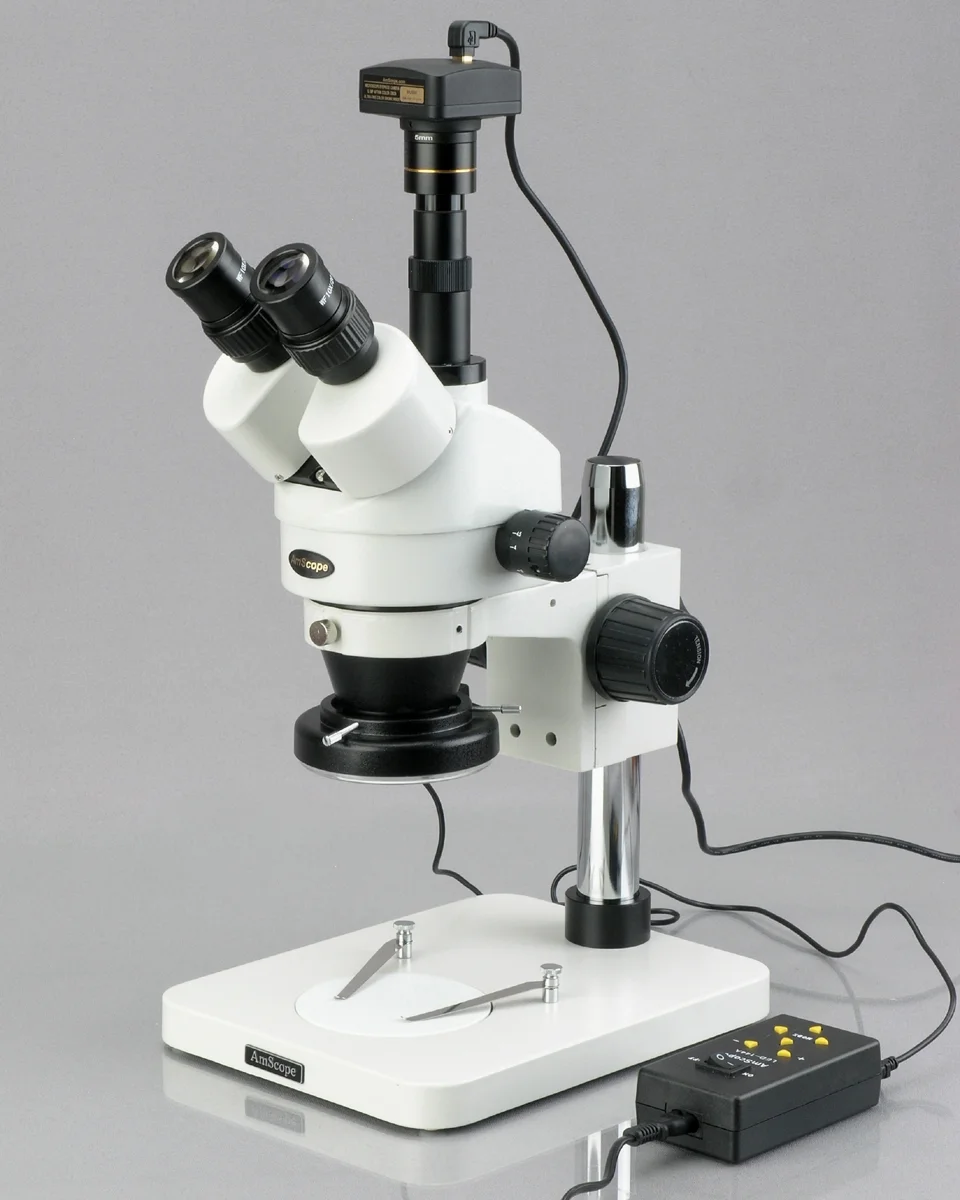 AmScope 3.5X-90X Digital Zoom Stereo Microscope w 4-Zone 144-LED Light + 5MP USB Camera New