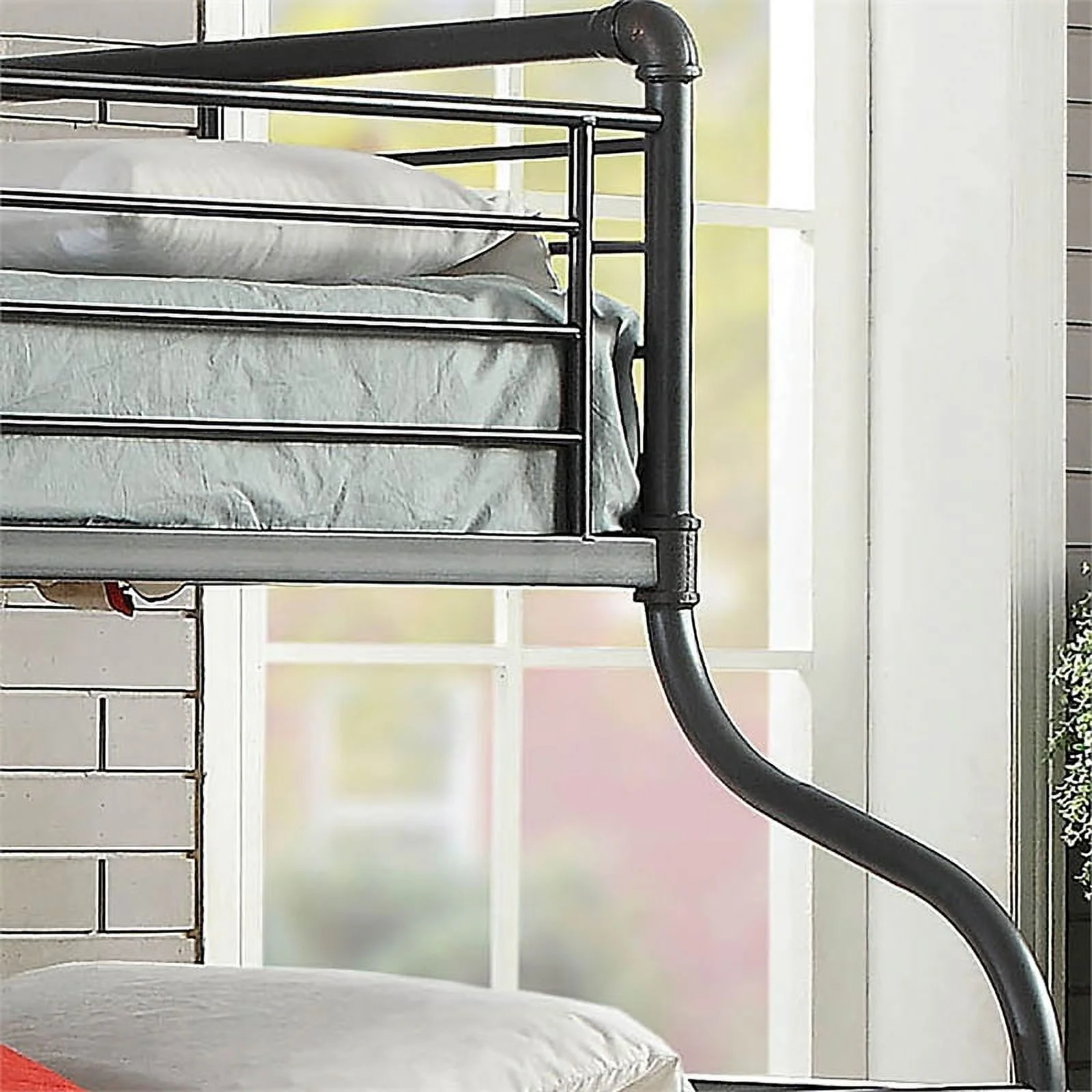 Pemberly Row Modern Metal Twin/Full/Queen Triple Bunk Bed in Black