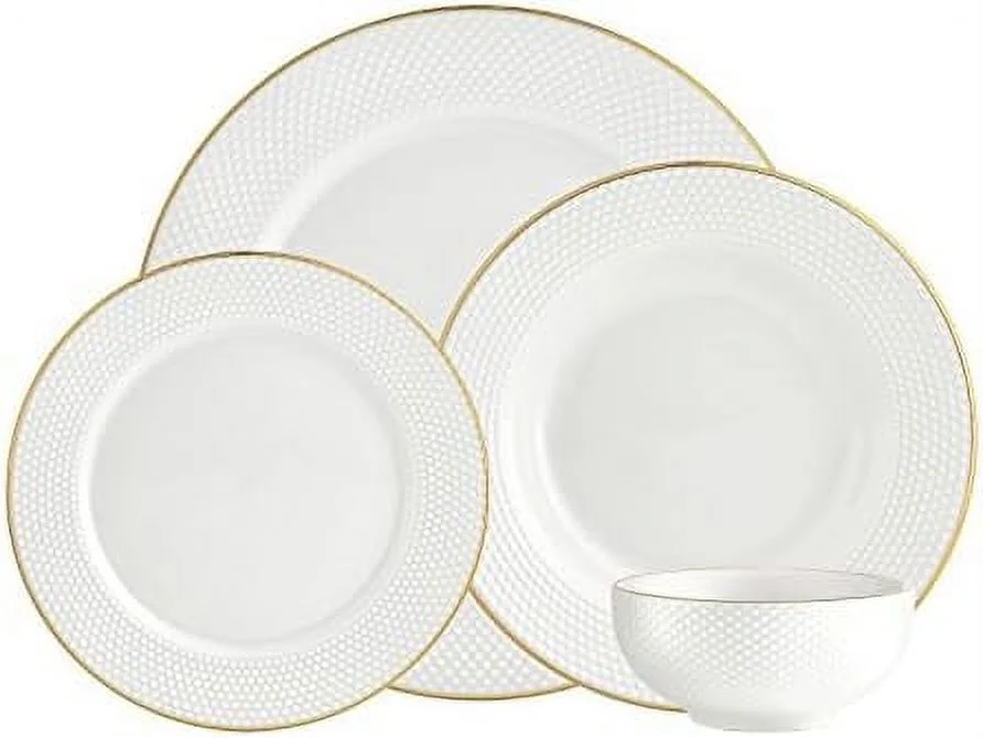 Dinnerware Set, Dinner Plates, Salad Plates, Coffee Mugs And Soup Bowl, Cereal Bowl, Rim 16 Piece Set