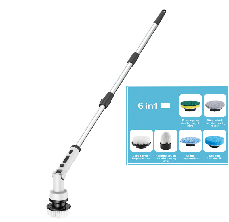 APHDTMF Electric Spin Scrubber, 360 New Upgraded Cordless Shower Scrubber with 6/7/8/9Replaceable Brush Heads and Adjustable Extension Handle, Power Cleaning Brush for Bathroom, Tub, Tile，Kitchen