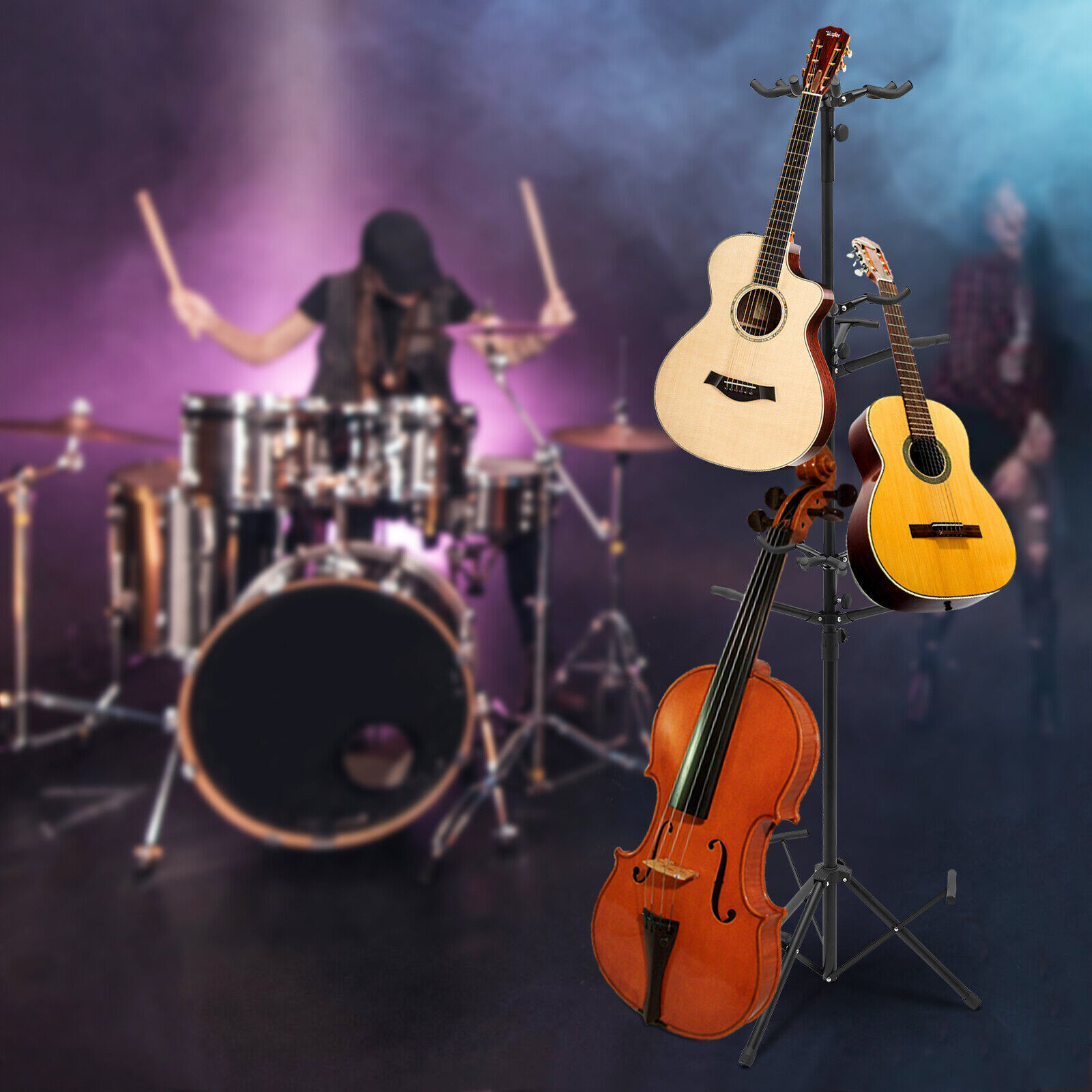 Guitar Holder 9 Guitar Rack Stand Multi-Instrument Guitar Ukulele Bass Holder