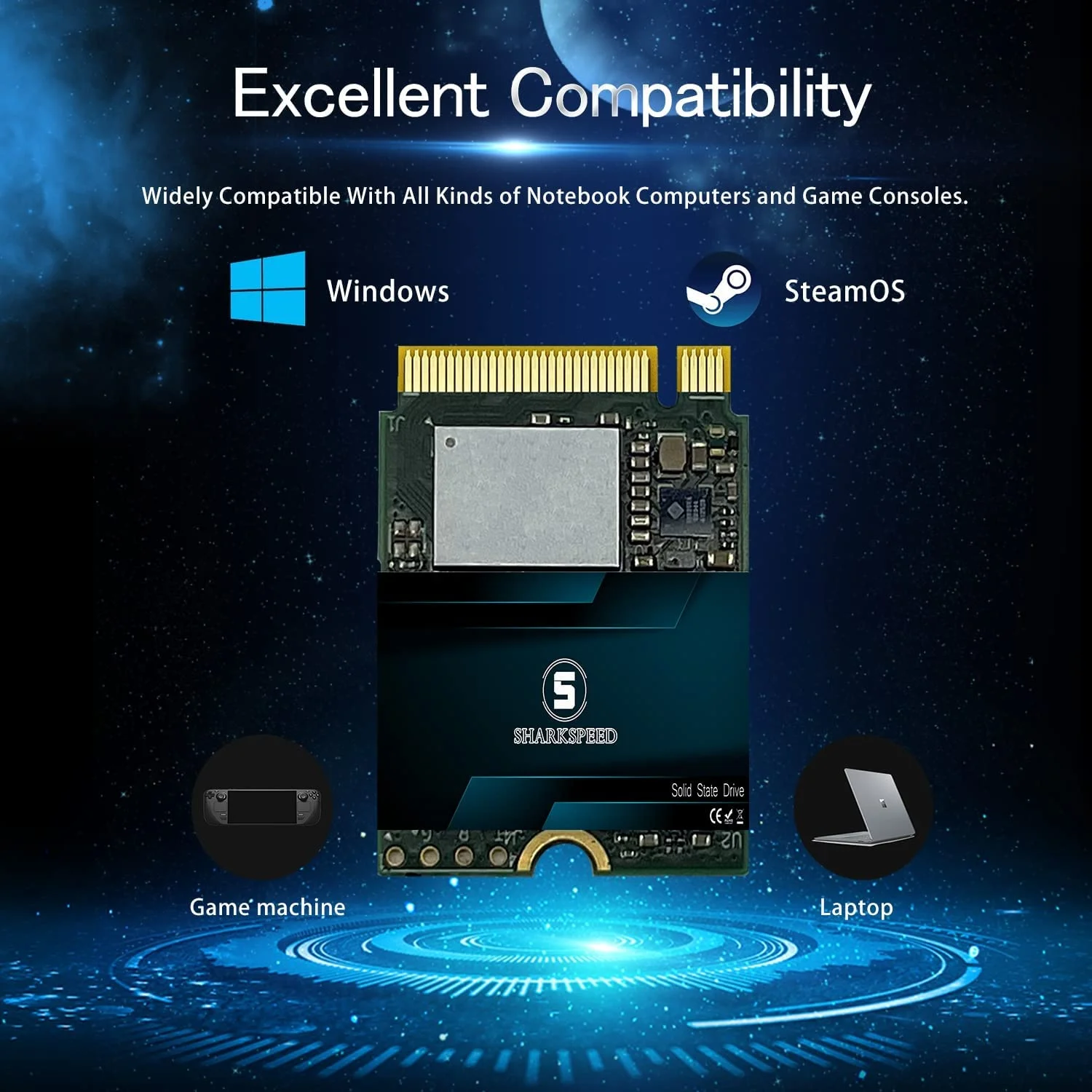 SSD 512GB M.2 2230 NVMe PCIe Gen 3.0X4 SSHARKSPEED Internal Solid State Drive,&nbsp;Compatible with Steam Deck, Microsoft Surface Pro, Ultrabook, Laptop, Desktop PC (M.2 2230 PCIe, 512GB)