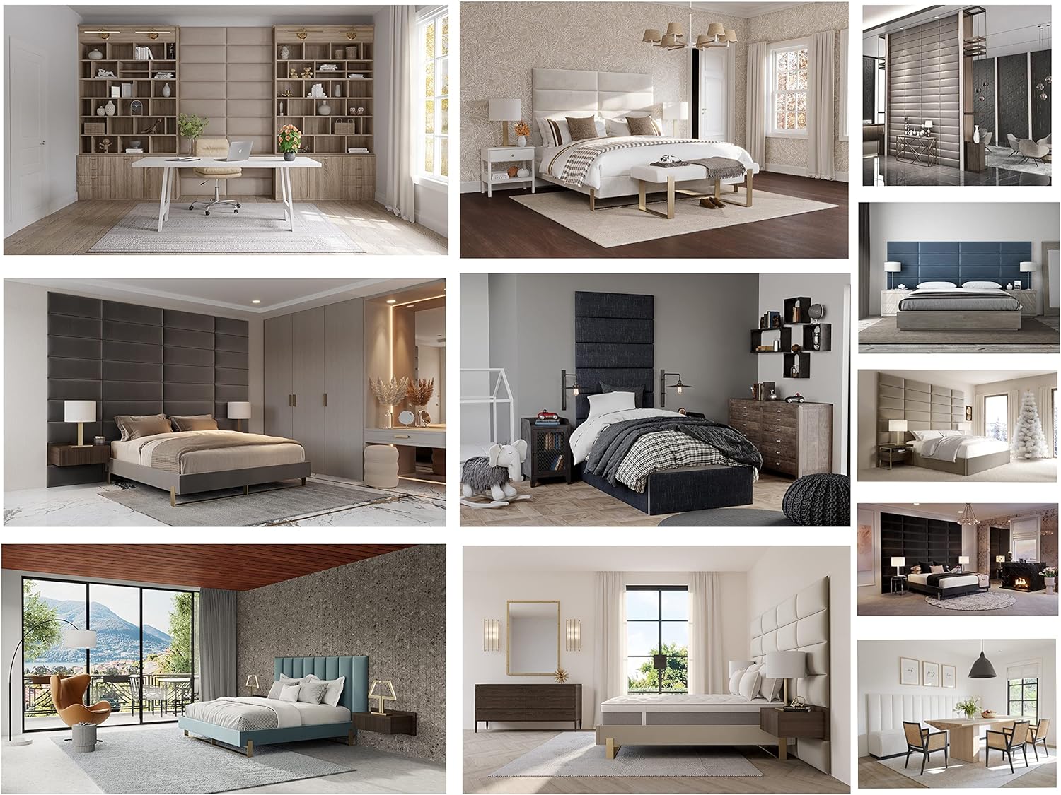 Upholstered Headboards - Accent Wall Panels - Velvet Emerald Green - Queen/Full - Set Of 4 Panels (Each Individual Panel 30