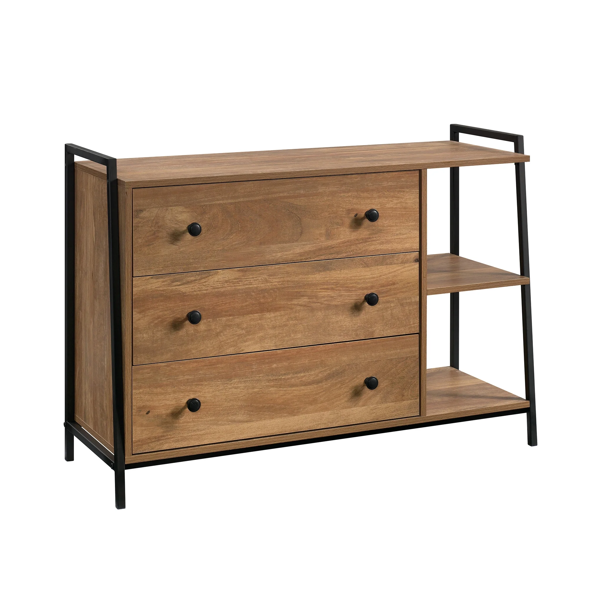 Sauder North Avenue 3-Drawer Dresser with Open Shelves, Sindoori Mango Finish