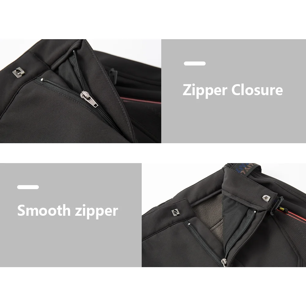 Dcenta Women's Hiking Pants Fleece Removable Waterproof Windproof Mountain Trousers with Zipper Pockets Camping Fishing Winter