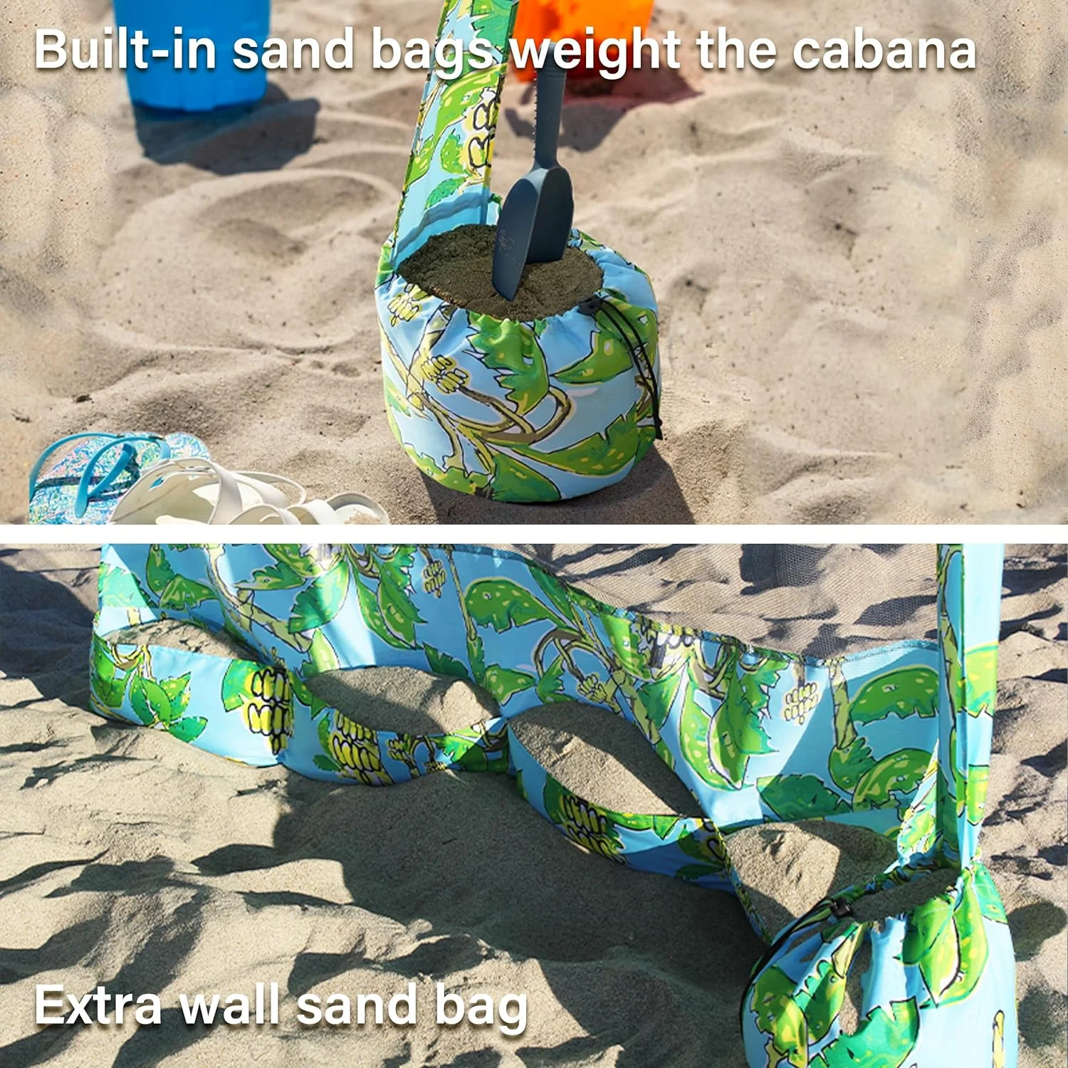 LIHONG , 6.2'×6.2' Beach Canopy, Easy Set up and Take Down, Cool Cabana Beach Tent with Sand Pockets, Instant with Privacy , Banana