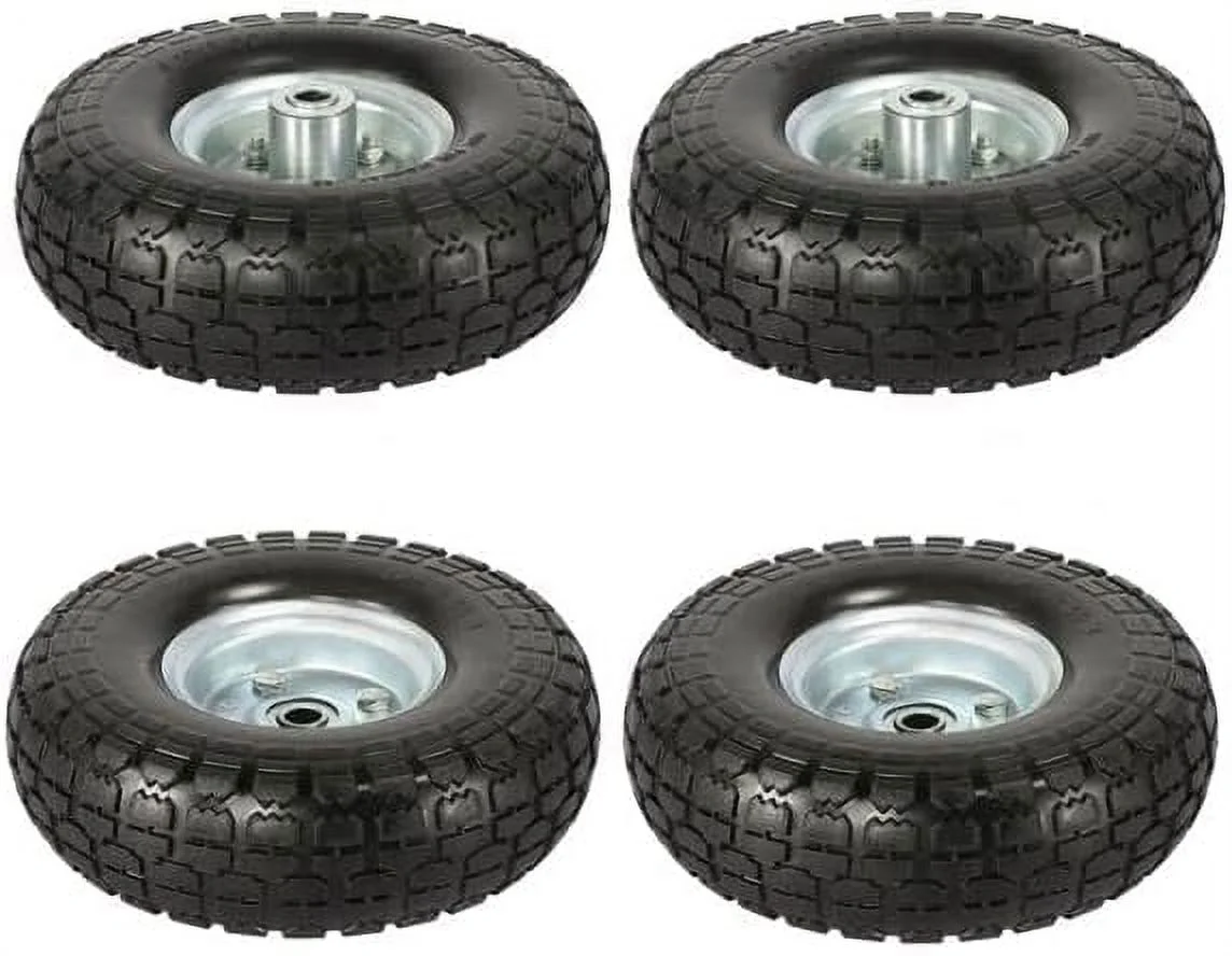 4/8/12 Pcs Solid Rubber Tyre Wheels - Garden Sack Truck Trolley Cart Wheel Barrow Tyre 10-Inch Tire Diameter 5/8-Inch Bearings Black (8)