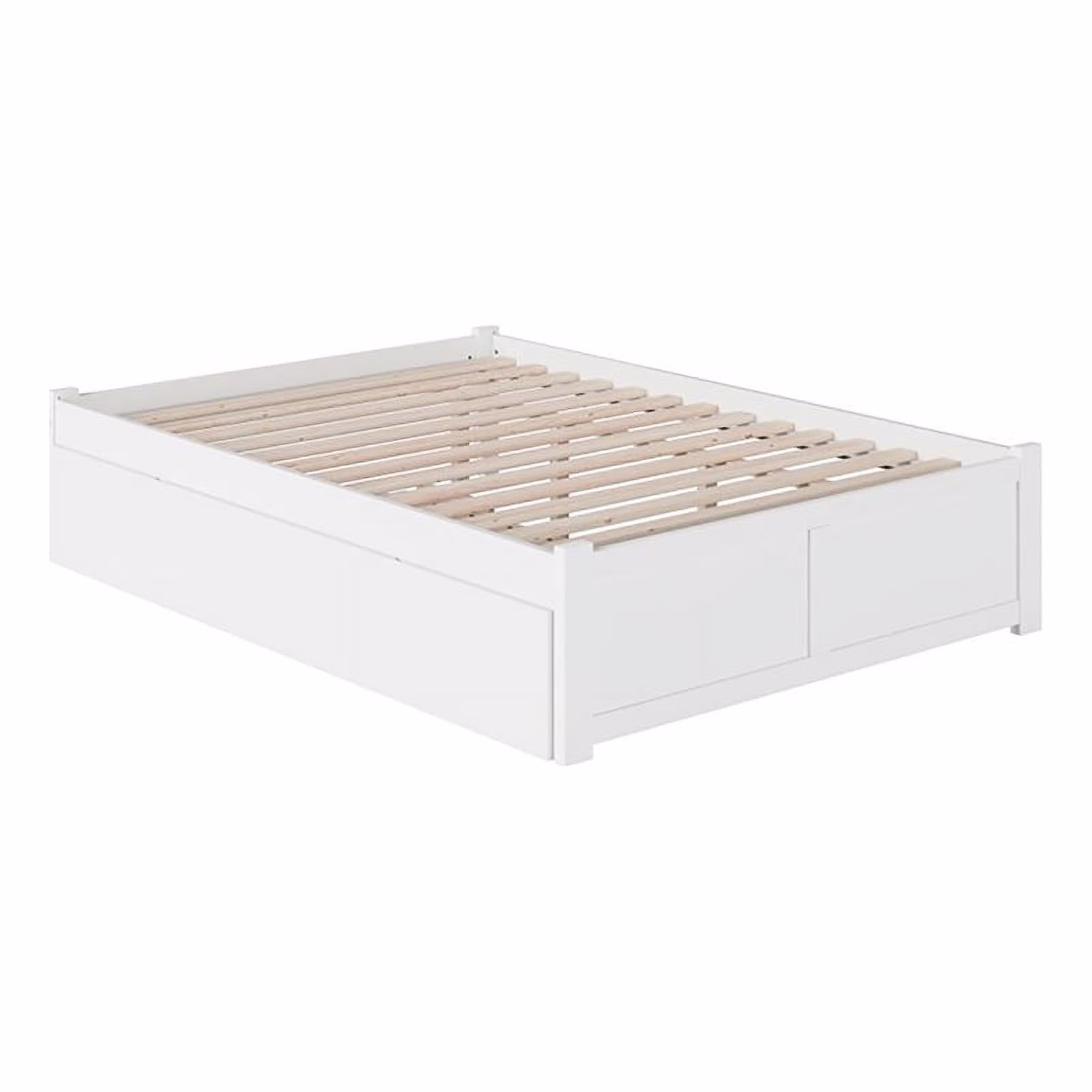 Pemberly Row Modern Wood Queen Platform Panel Bed with Trundle in White
