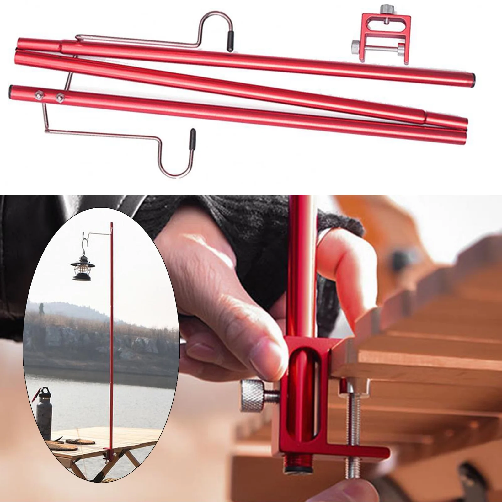 1Pc Folding Lightweight Camping Lantern Holder Lamp Holder Poles Red