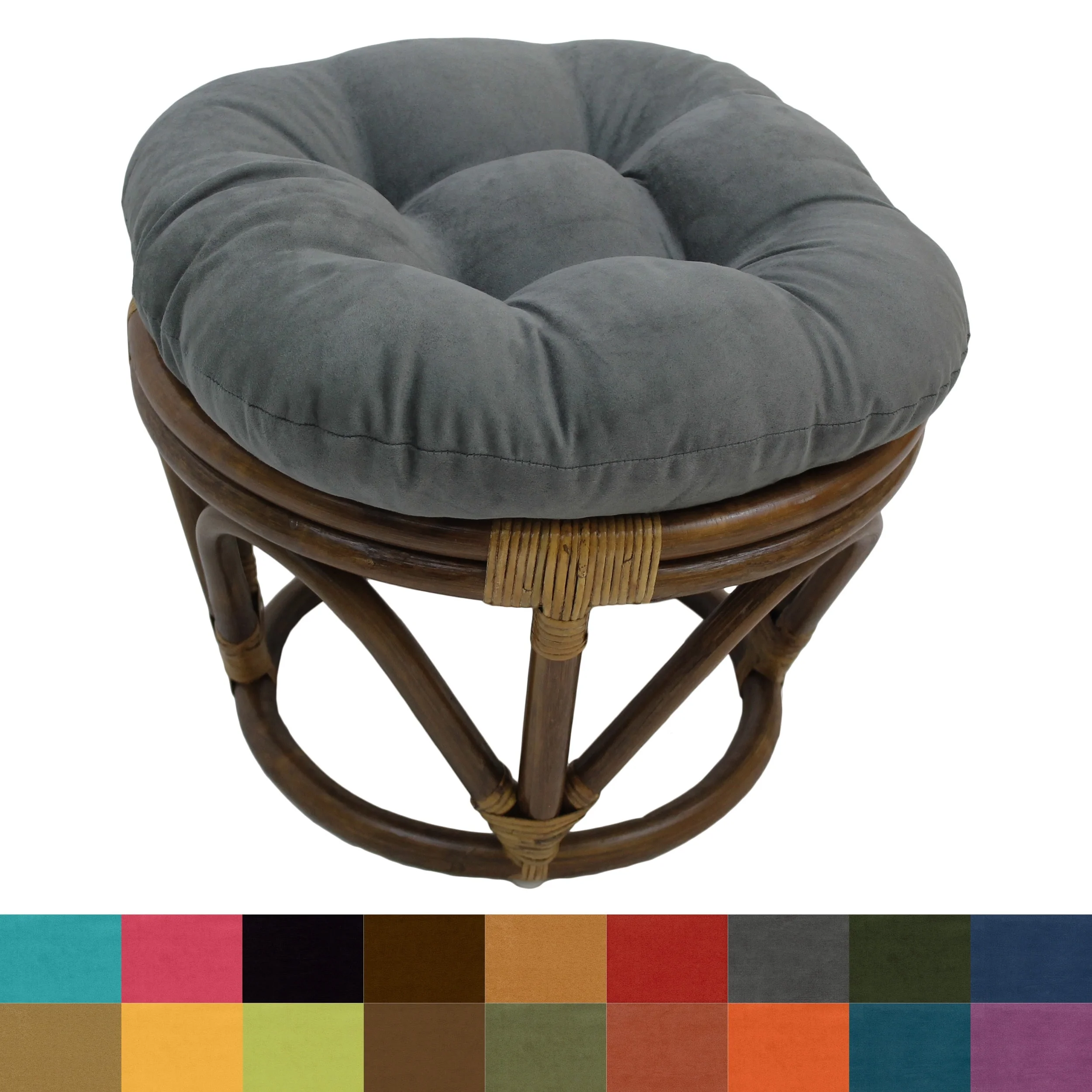 International Caravan  Bali Papasan Footstool with Microsuede Cushion