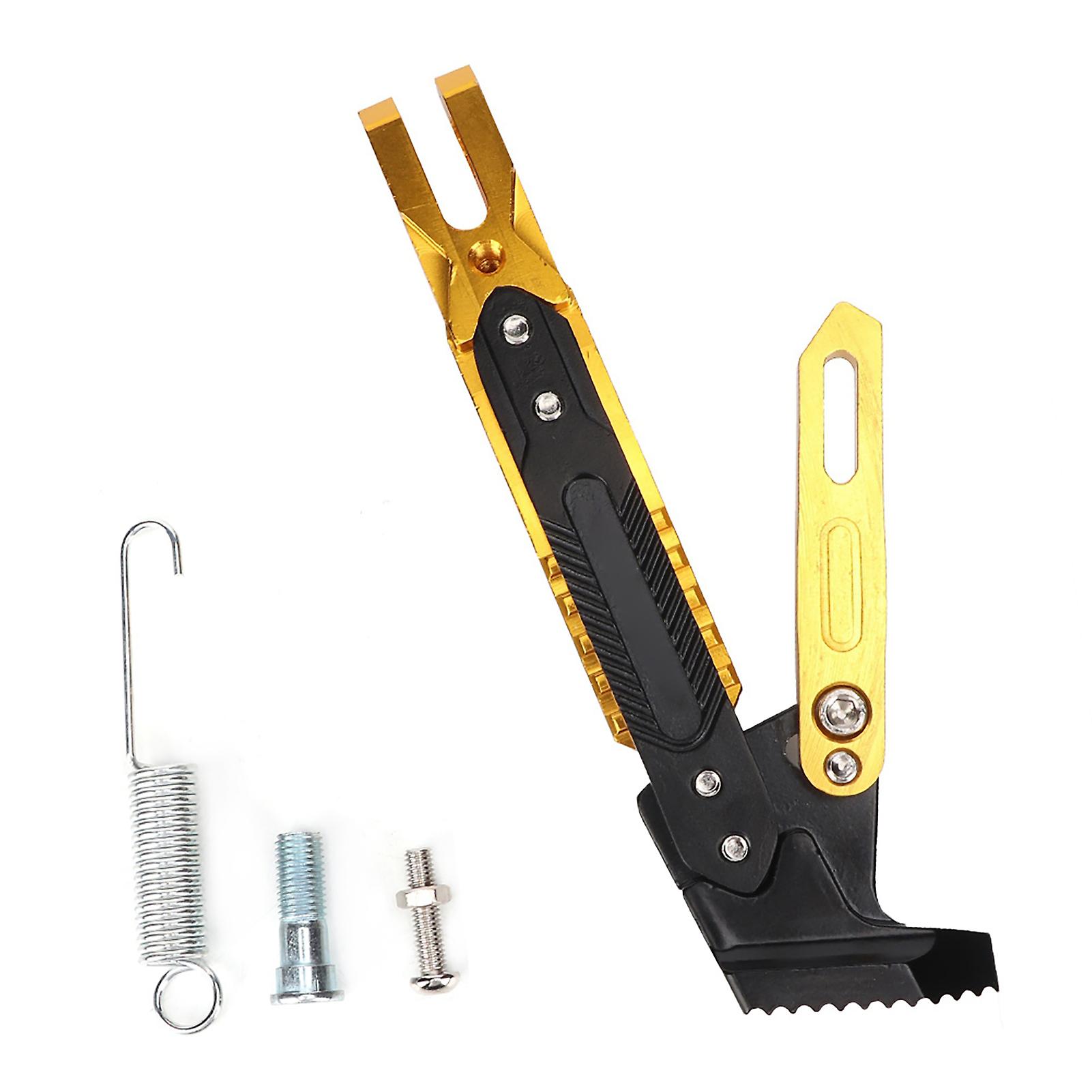 Motorcycle Aluminum Alloy Adjustable Kickstand Foot Side Stand Tripod Holder (golden)