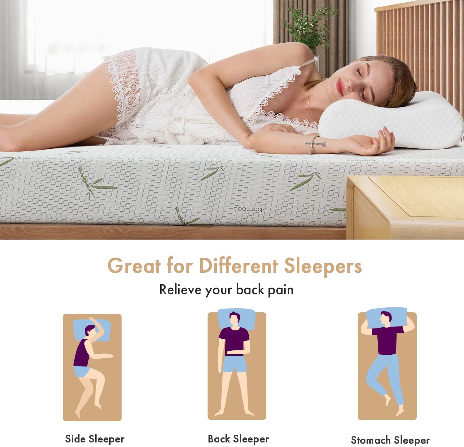 YGDU Twin Size Mattress in a Box, 6 inch Cooling Gel Memory Foam Mattresses for Kids Bed Single Size Daybed Individual Bunk Made in USA with Breathable Bamboo Cover, Medium Firm