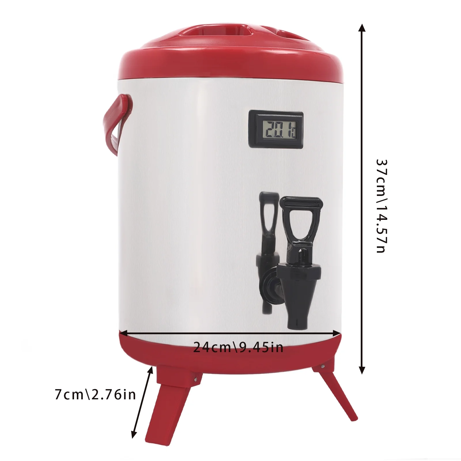 8L Hot Beverage Dispenser With Thermometer - Large Capacity Stainless Steel Double-Layer Insulated Cold and Hot Drink Dispenser w/Spigot for Hot Tea & Coffee,Water, 9h Keep Warm Time