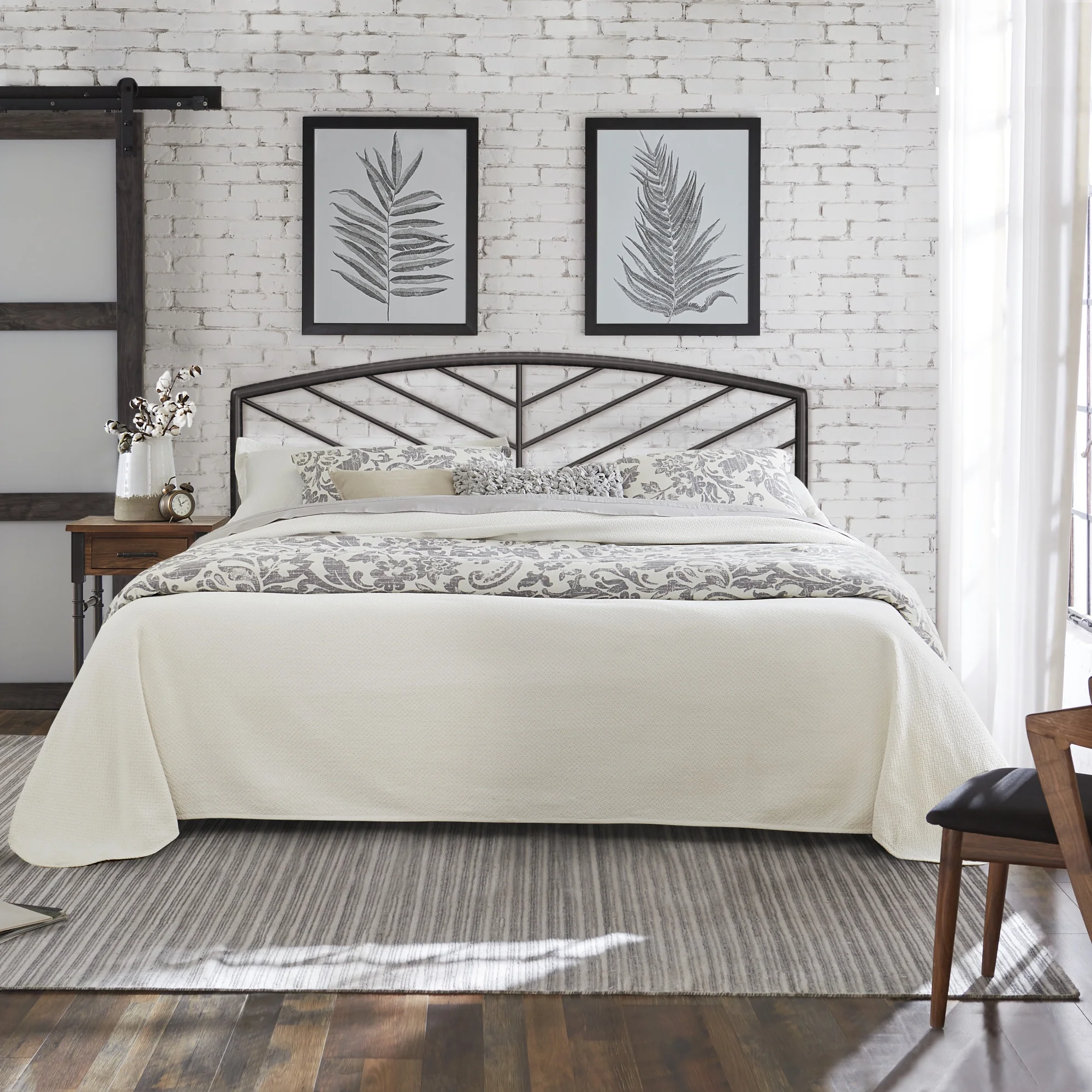 Hillsdale Furniture Essex Gray Bronze Metal King Headboard with Bed Frame