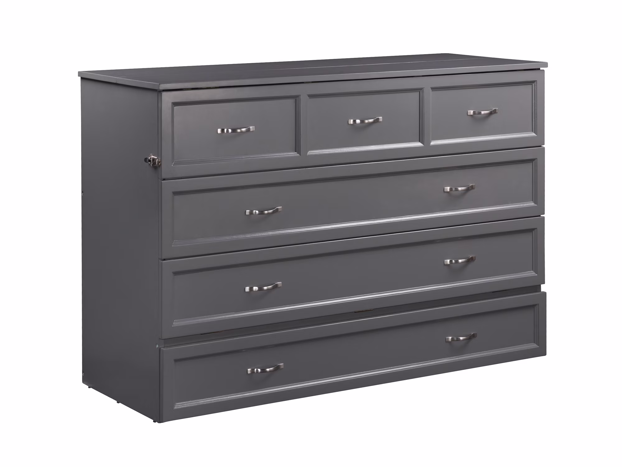 Deerfield Murphy Bed Chest Queen Atlantic Grey with Charging Station