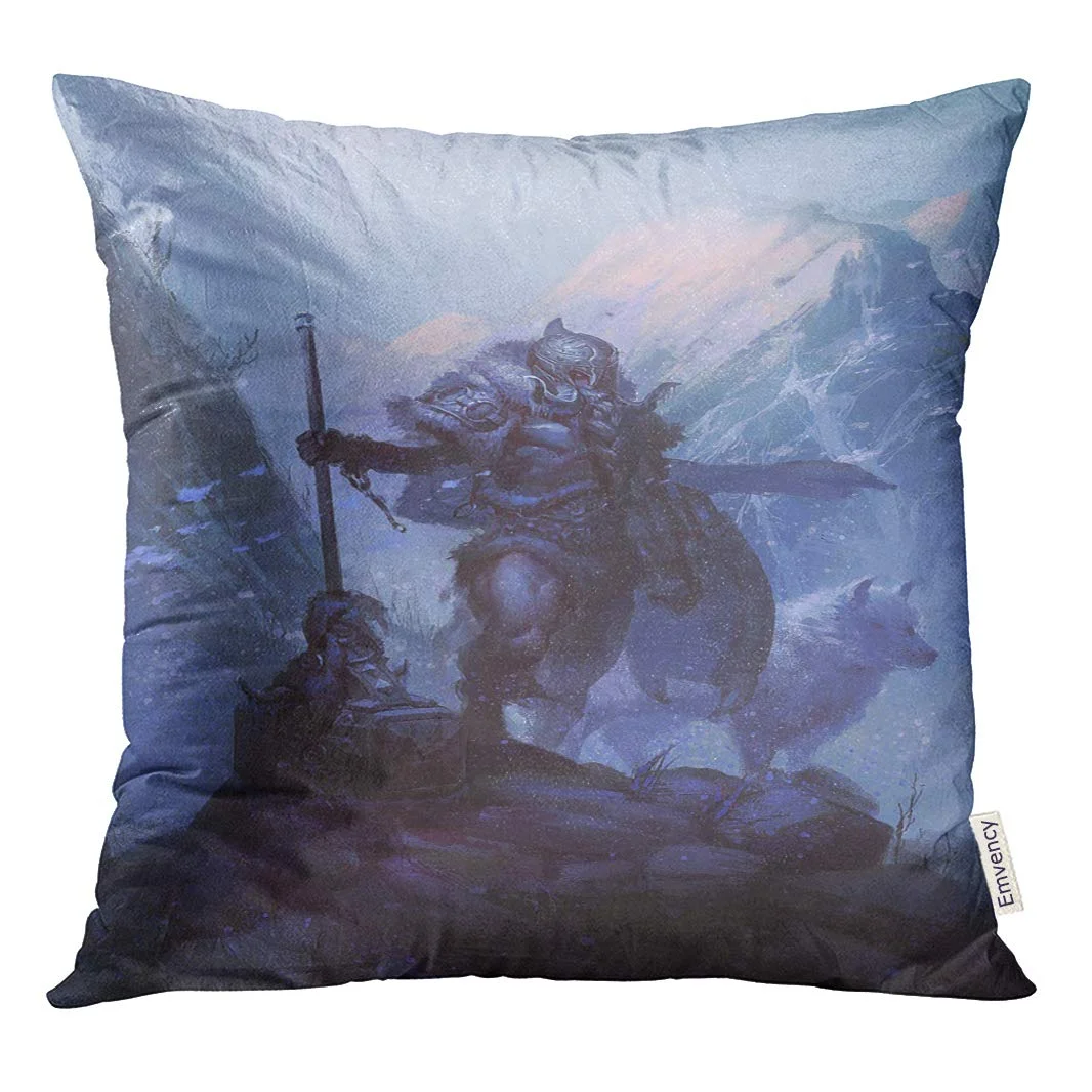 STOAG Digital of Fantasy Male Man Character Viking Holding Huge Throw Pillowcase Cushion Case Cover 18x18 inch