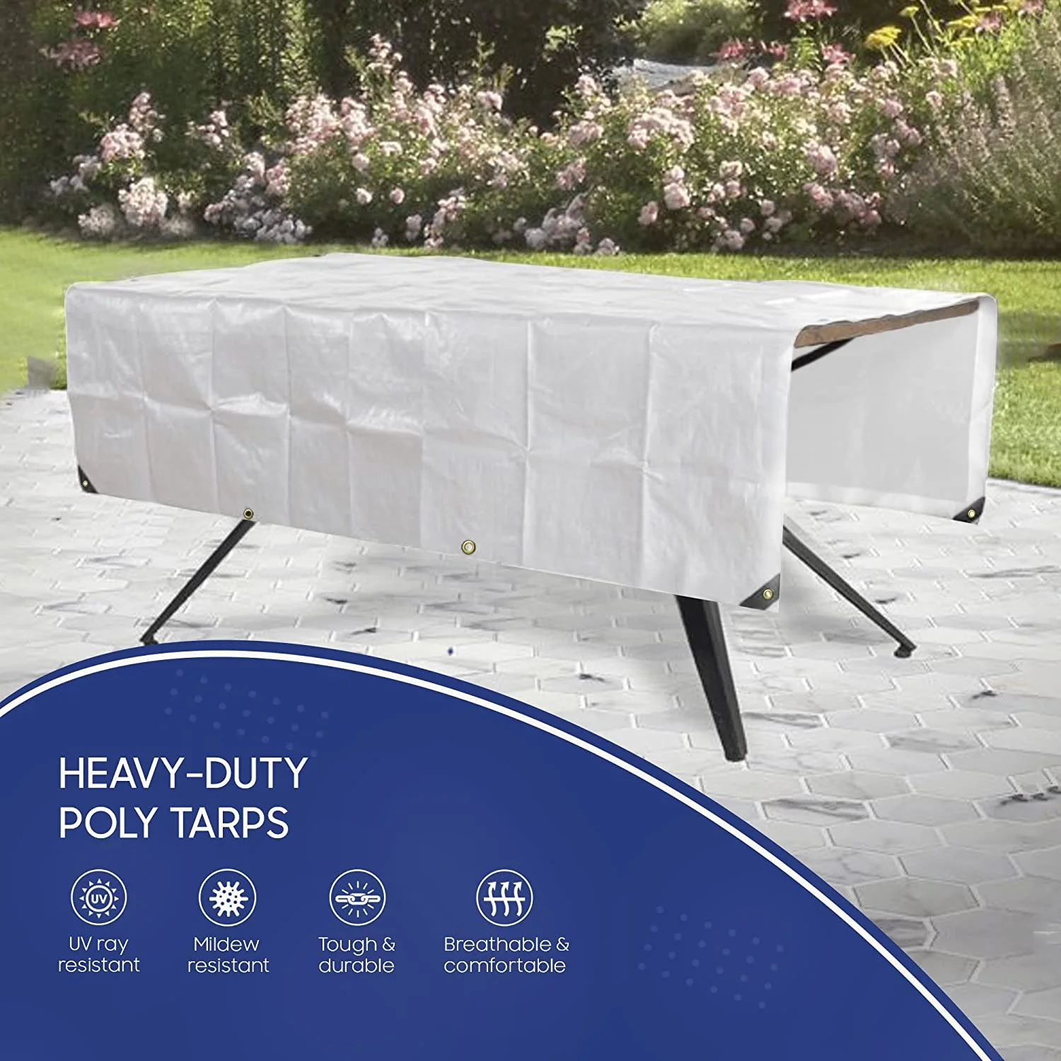 Tarps Now Waterproof Poly Tarps, 12 Mil Heavy Duty Tarp - White (6’x8’)