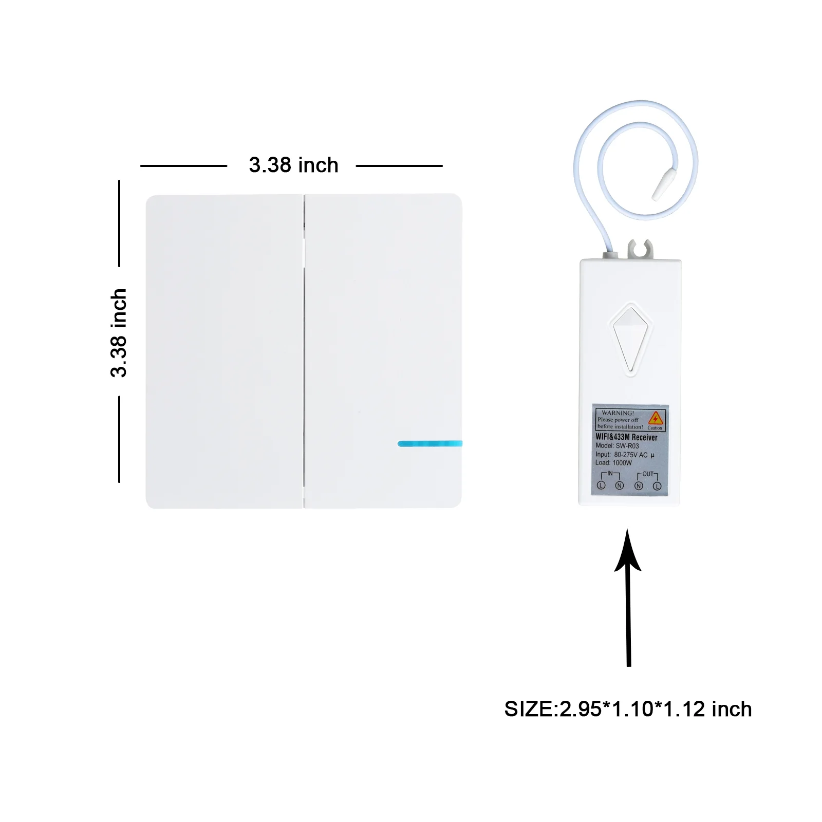 GREENCYCLE Smart Light Switch WiFi Wall Wireless 2x 2-gang Switch + 4x WIFI Receiver Compatible with Amazon Alexa and Google Home Remote Control Lights and Appliances Timing Function
