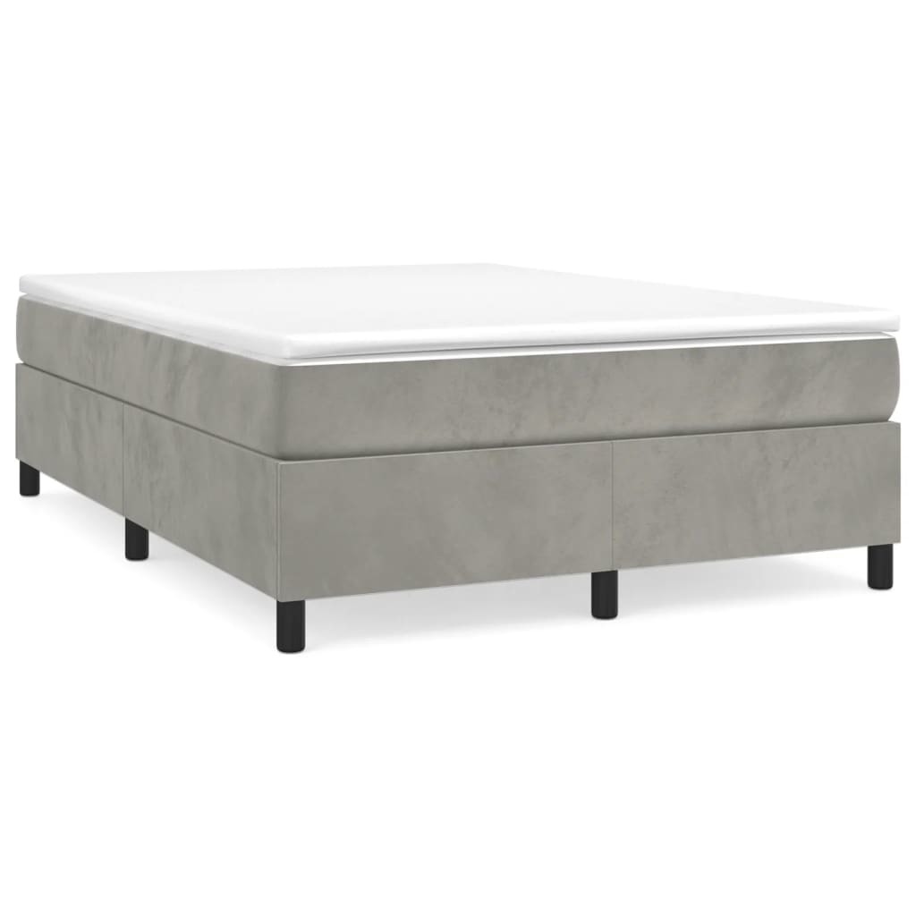 LANTRO JS Box Spring Bed with Mattress Light Gray 59.8
